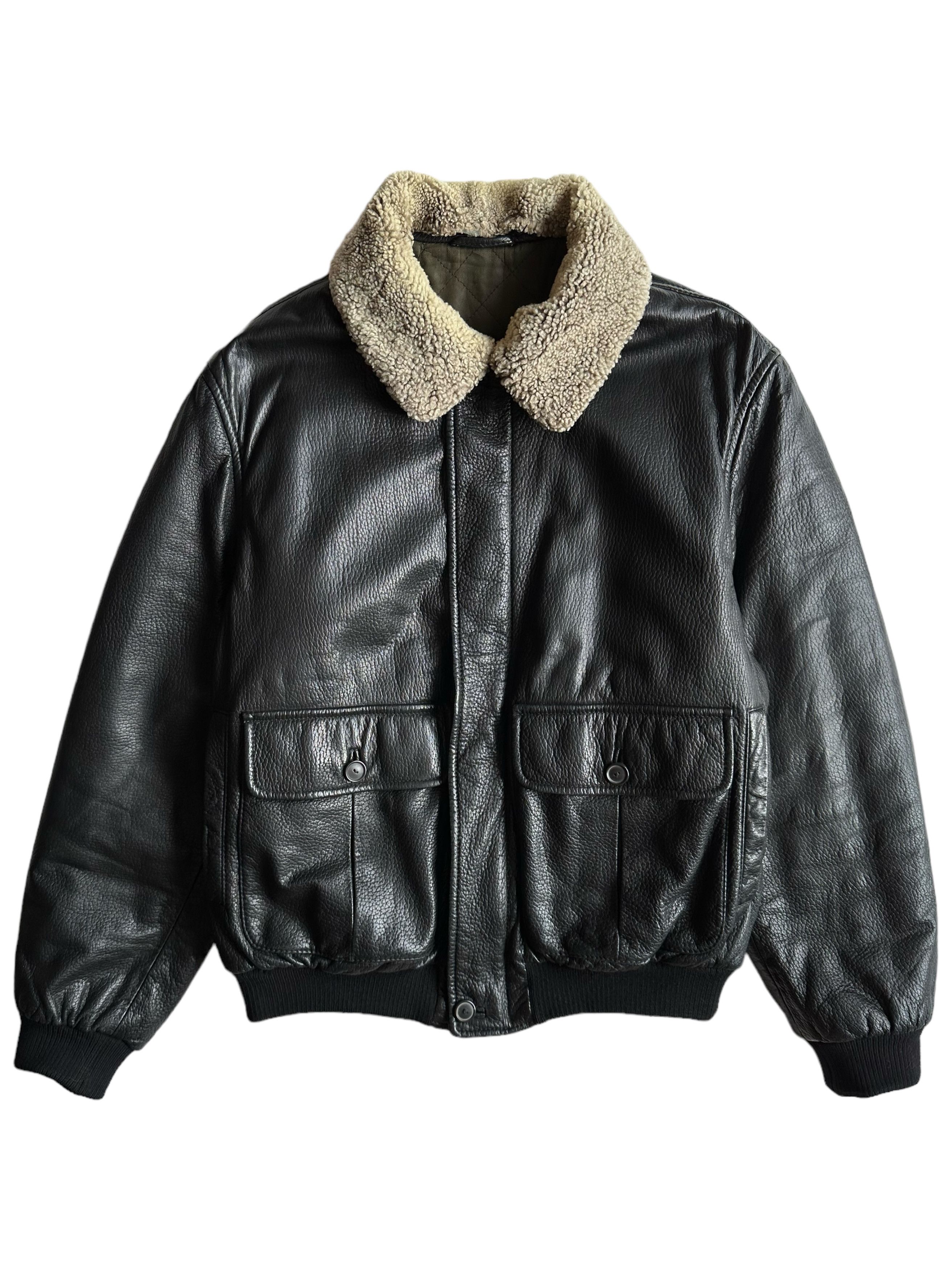 Mandelli Enrico Mandelli Black Leather Aviator Jacket (IT50/M-L) Size US M / EU 48-50 / 2 - 1 Thumbnail