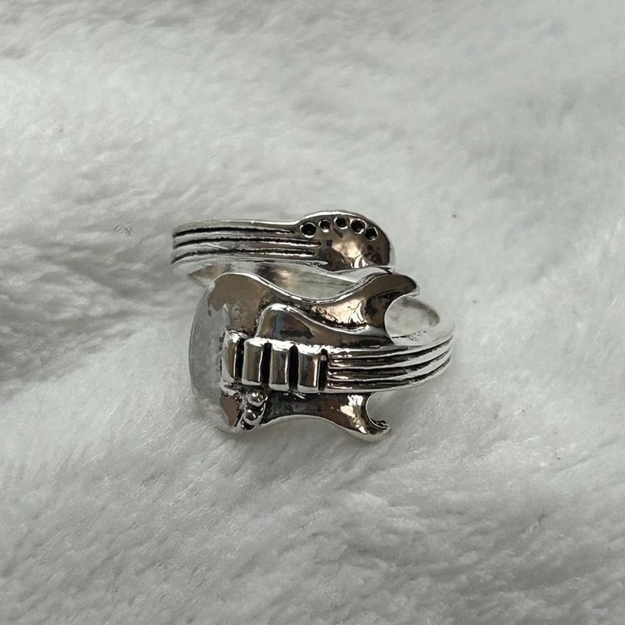Jewelry Silver Cool Open Ring, Rock Music Guitar Ring -RGN Size ONE SIZE - 1 Thumbnail