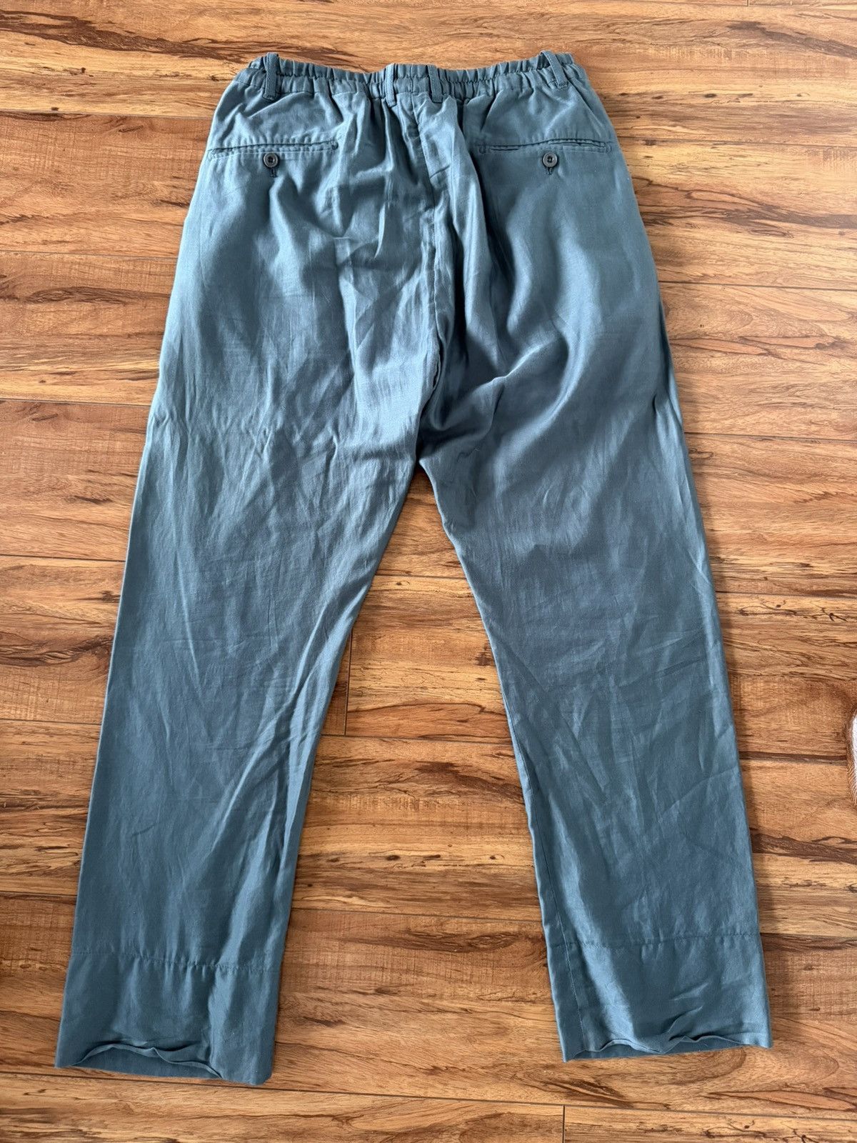 Lemaire Lemaire Blue-Green Cotton Satin Drawstring Trousers Size US 30 / EU 46 - 4 Thumbnail