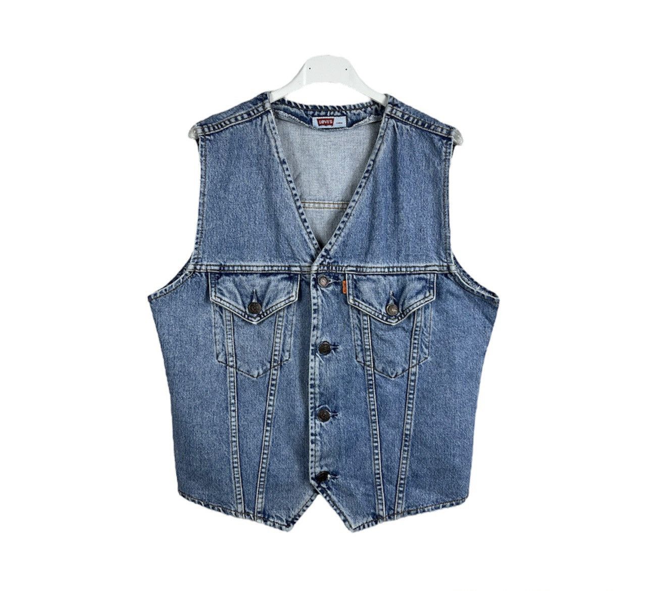 Levi's × Levi's Vintage Clothing × Vintage Vintage 80s Levi’s denim vest jacket sleeveless orange tab Size US L / EU 52-54 / 3 - 1 Thumbnail