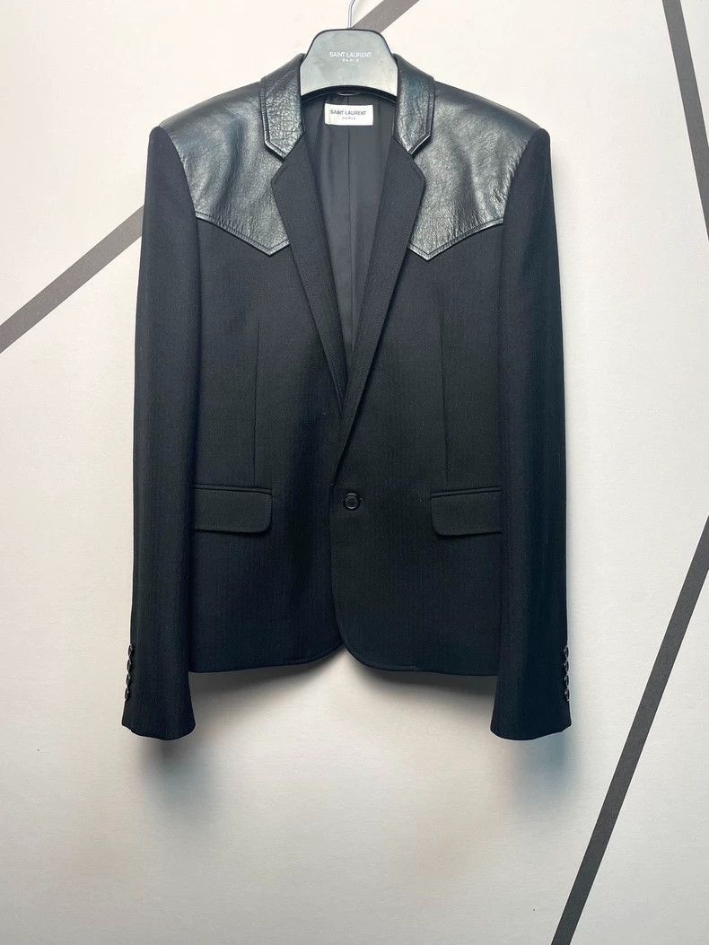 Saint Laurent Paris Saint Laurent Paris Spliced wool suit jacket-2506 Size US M / EU 48-50 / 2 - 1 Thumbnail