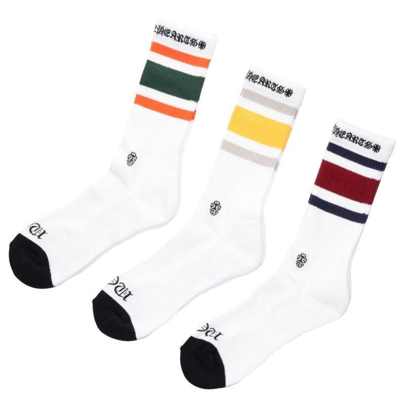 CHROME HEARTS SOCKS CH STRIPES 3PK 新品 Chrome Hearts CHROME HEARTS CH STRIPES SOCKS 3PK | Grailed