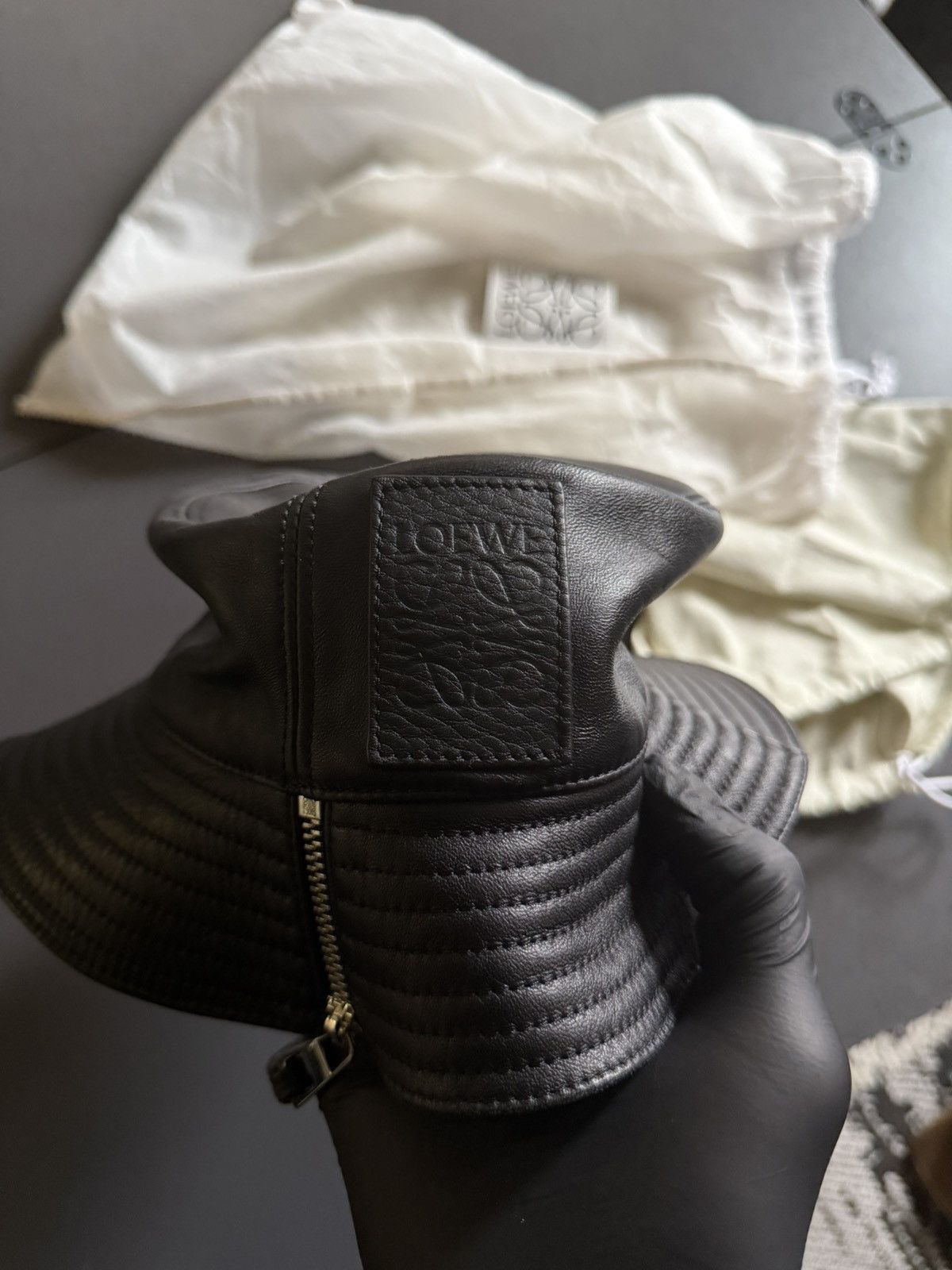 Loewe LOEWE Leather Logo Bucket Hat Size ONE SIZE - 4 Thumbnail