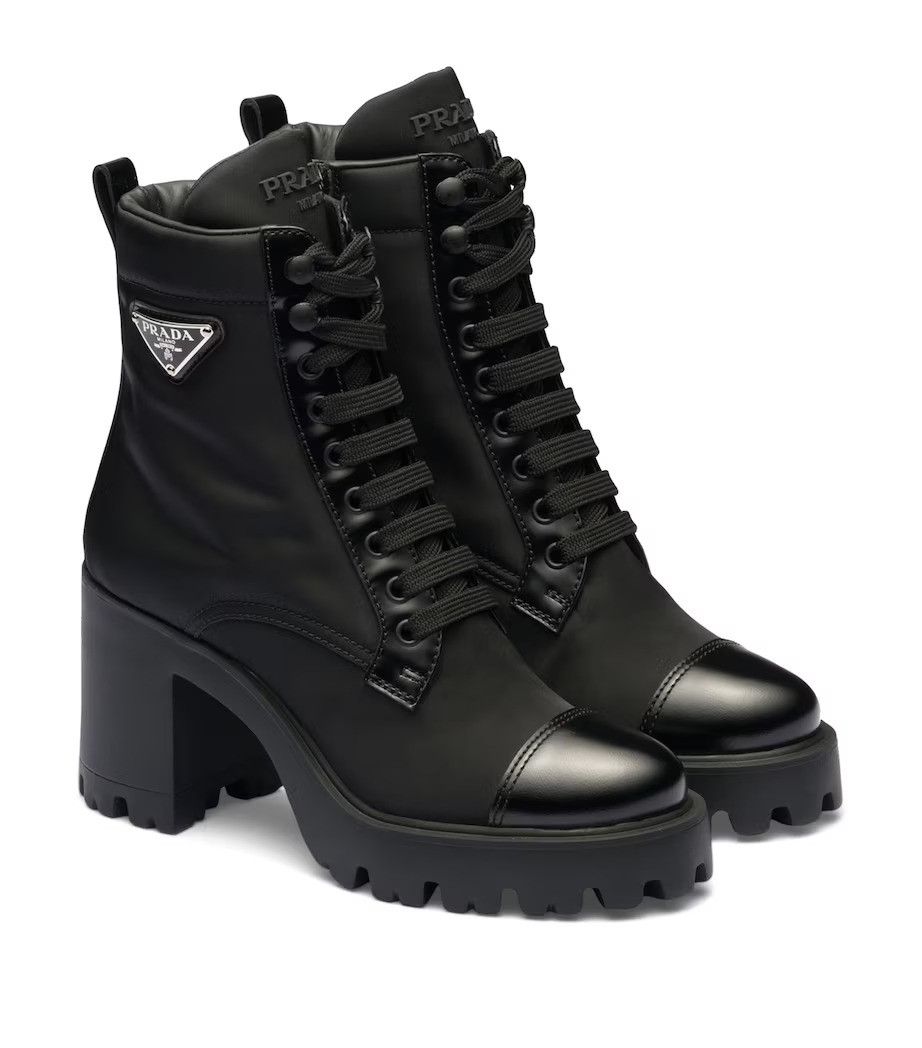 Prada o1B3y1r0526 Leather and Re-Nylon Boots in Black Size US 6 / IT 36 - 3 Thumbnail