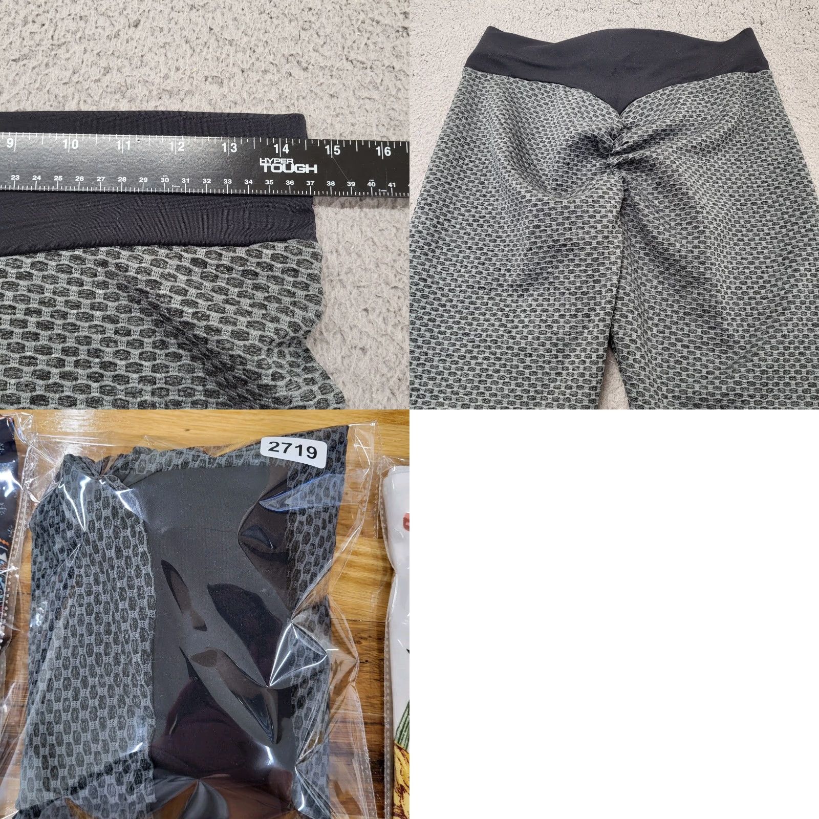 Vintage Blivener Leggings Womens XL Butt Lifting Textured Gray Scrunch Stretch Cropped Size 32" / US 10 / IT 46 - 8 Thumbnail