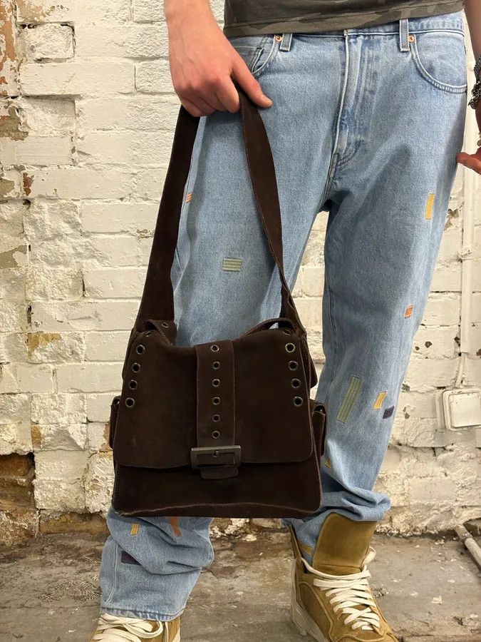 Dolce & Gabbana SS2002 Dolce & Gabbana Brown Suede Messenger Eyelet Bag Size ONE SIZE - 3 Thumbnail