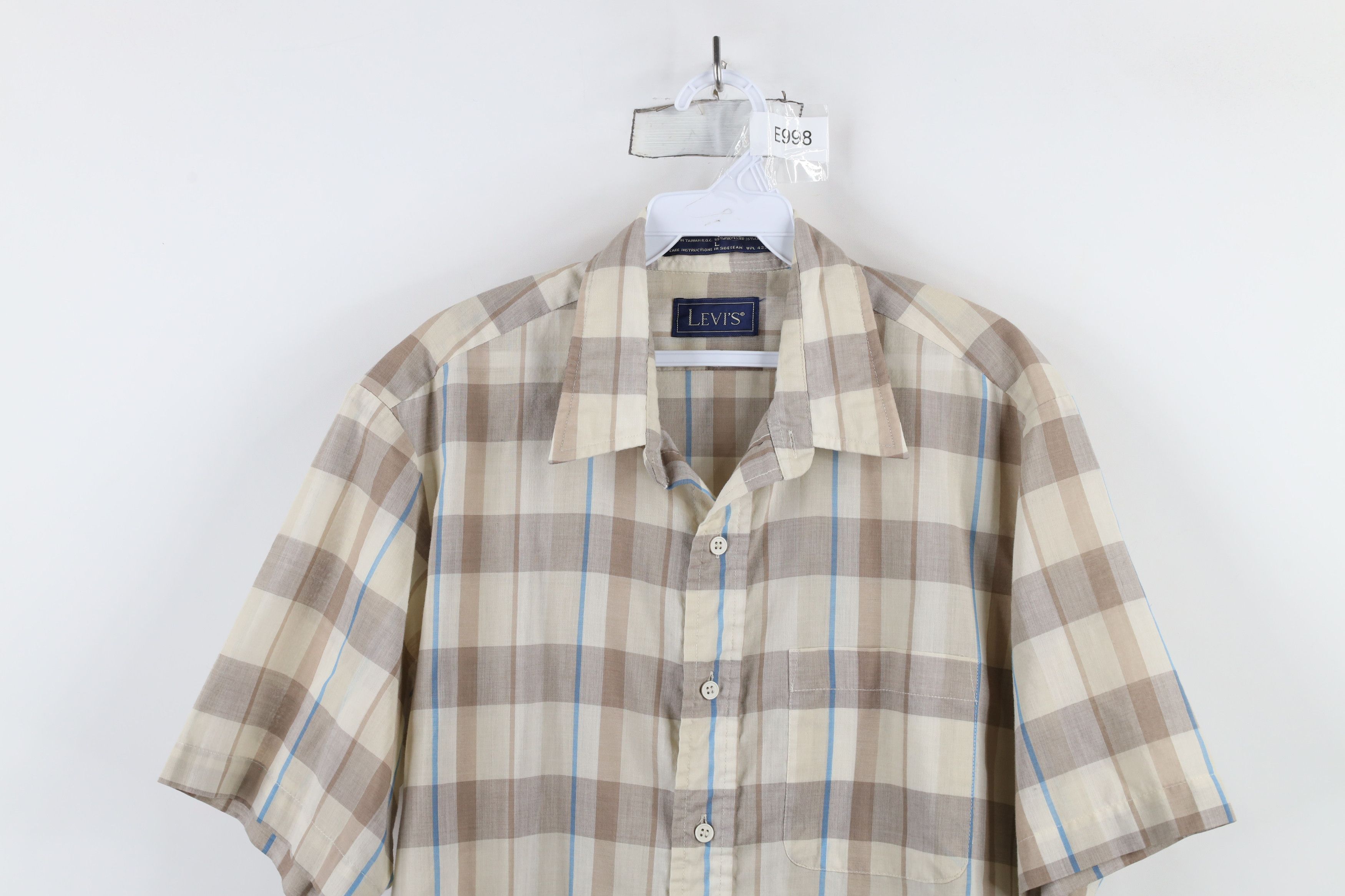 Levi's × Vintage Vintage 80s 90s Levis Short Sleeve Collared Button Shirt Size US L / EU 52-54 / 3 - 2 Thumbnail