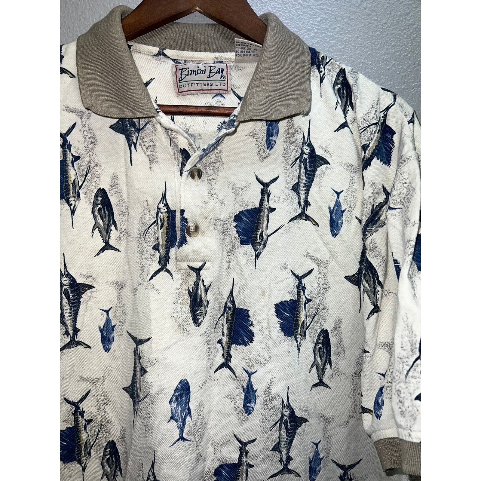 Vintage Vintage Fishing Polo Shirt Bimini Bay Outfitters XL Stain Size US XL / EU 56 / 4 - 2 Thumbnail