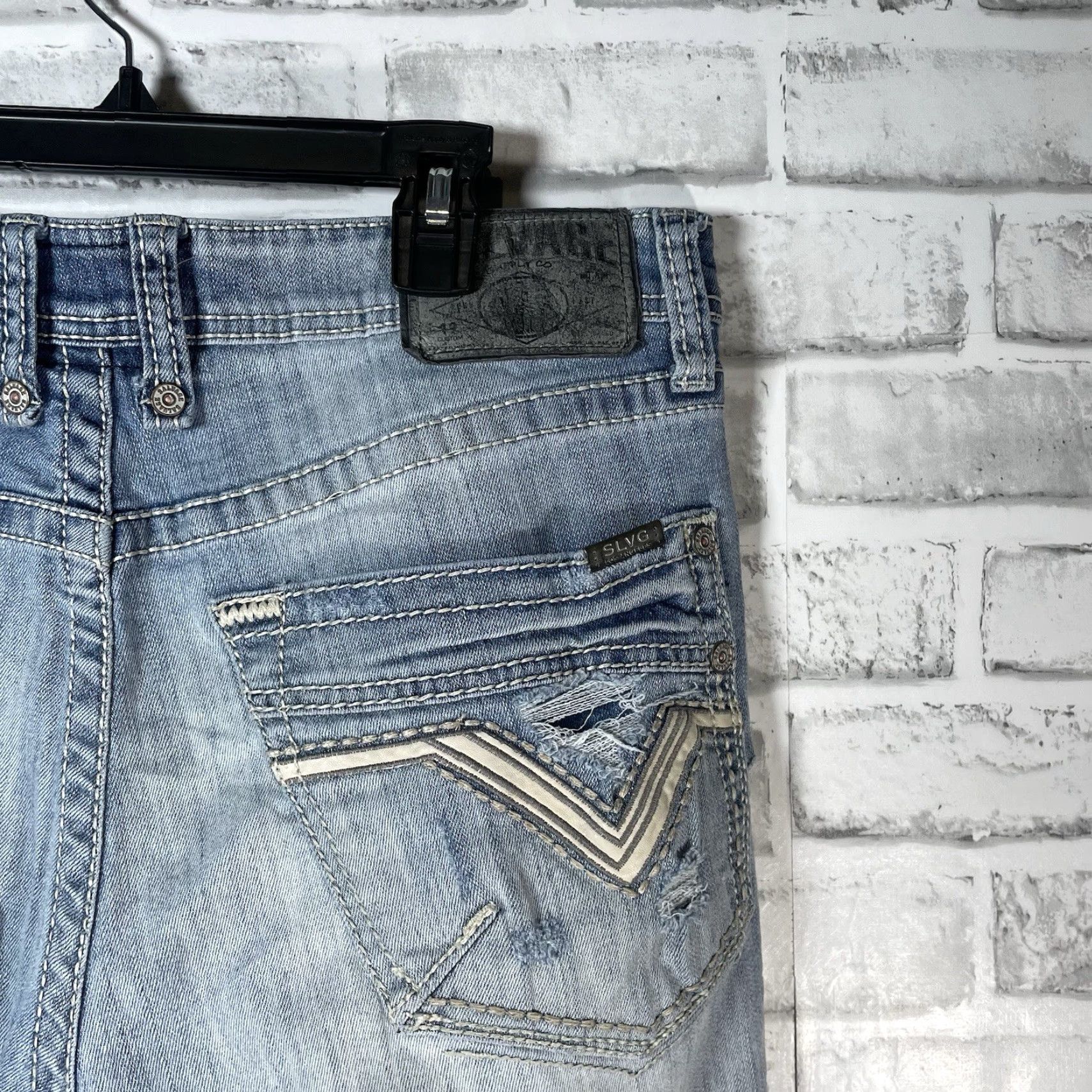Vintage VINTAGE Salvage Mayhem Straight Regular Fit Ripped Denim Jeans Mens 32x32 Blue Jeans Size US 32 / EU 48 - 6 Thumbnail