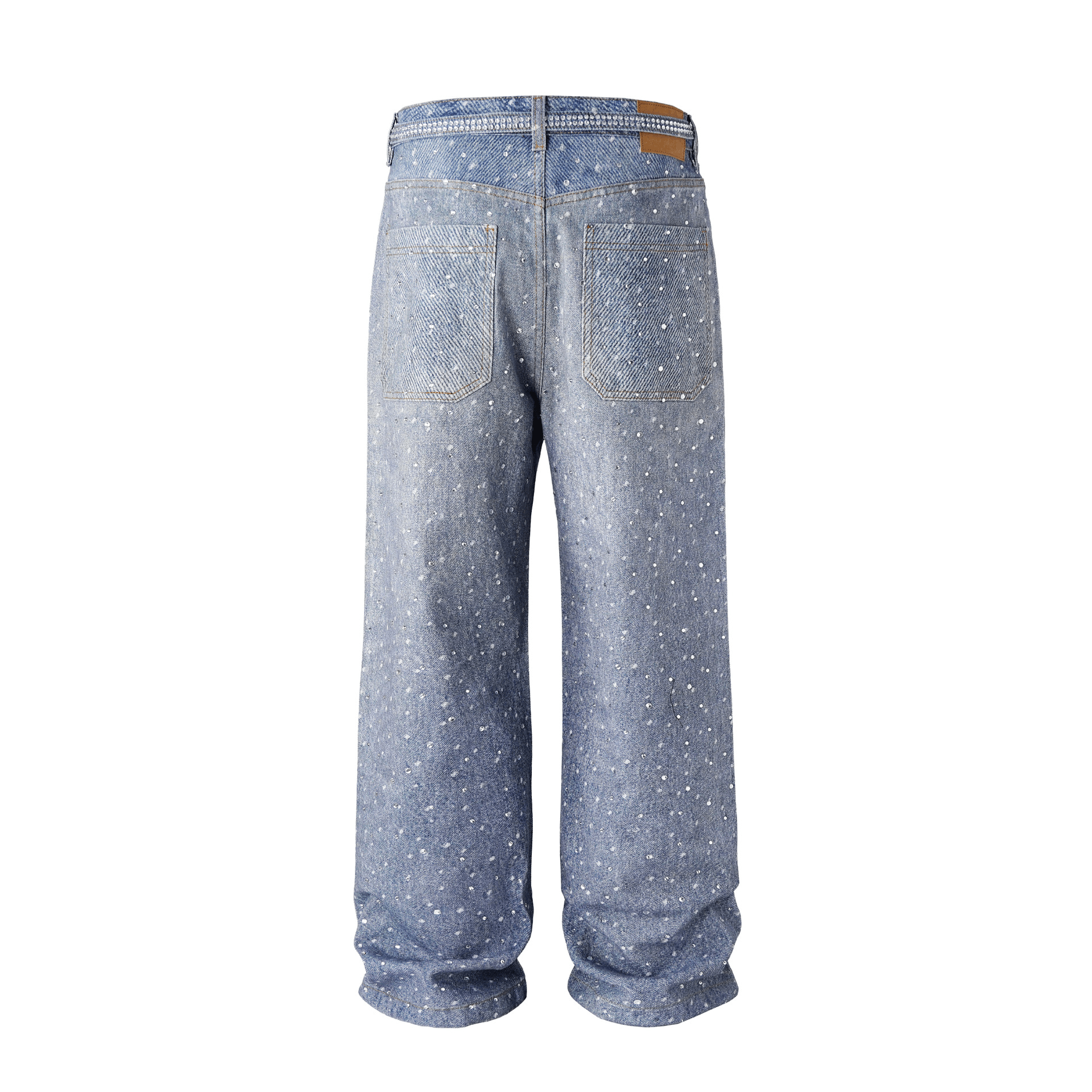 Distressed Denim × Jean × Vintage Sparkling Rhinestone Embellished Wide ...