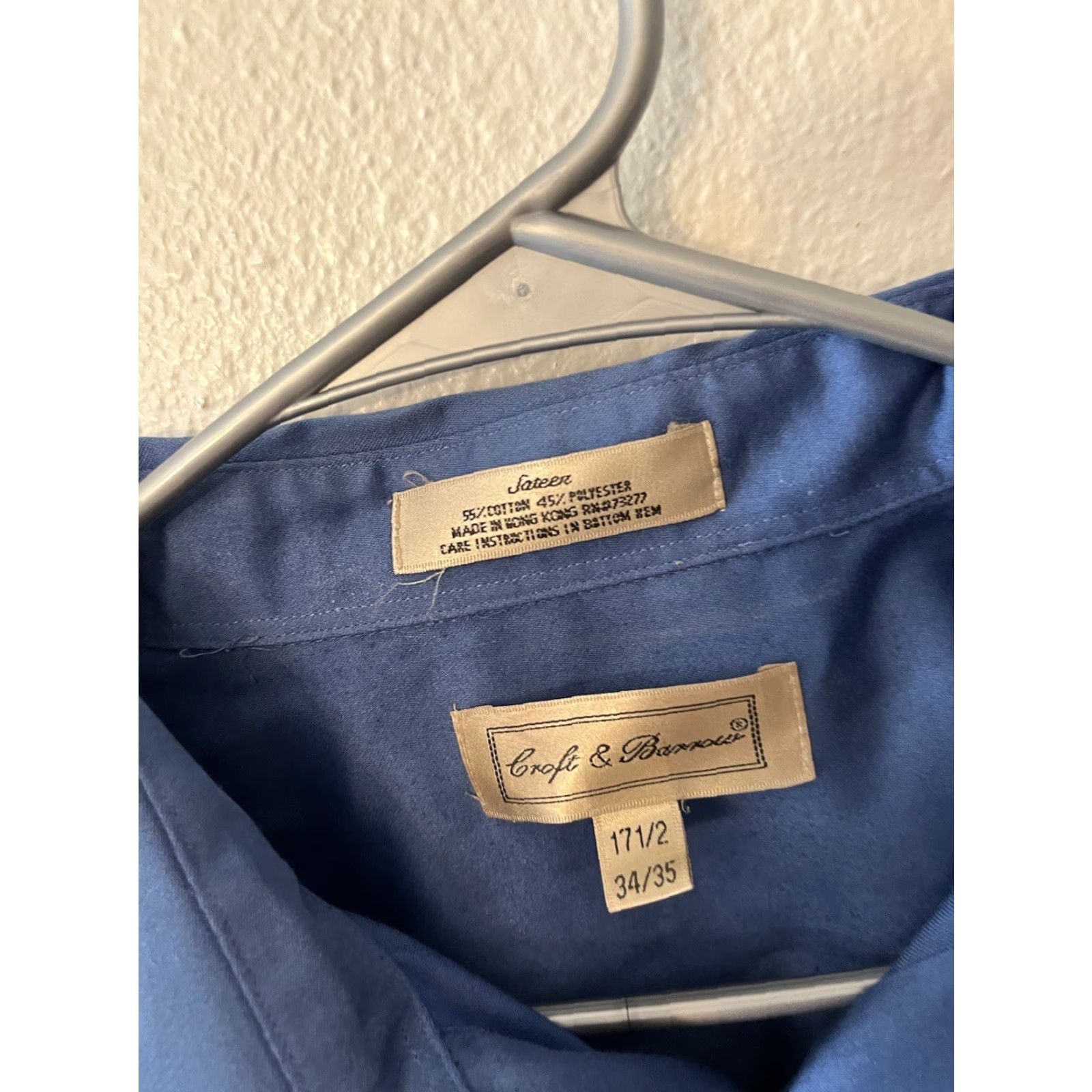 Croft & Barrow Croft & Barrow Button-Up Shirt Men XL Blue Solid Sateen Button-Down Collar Casual Modern Size US XL / EU 56 / 4 - 2 Thumbnail