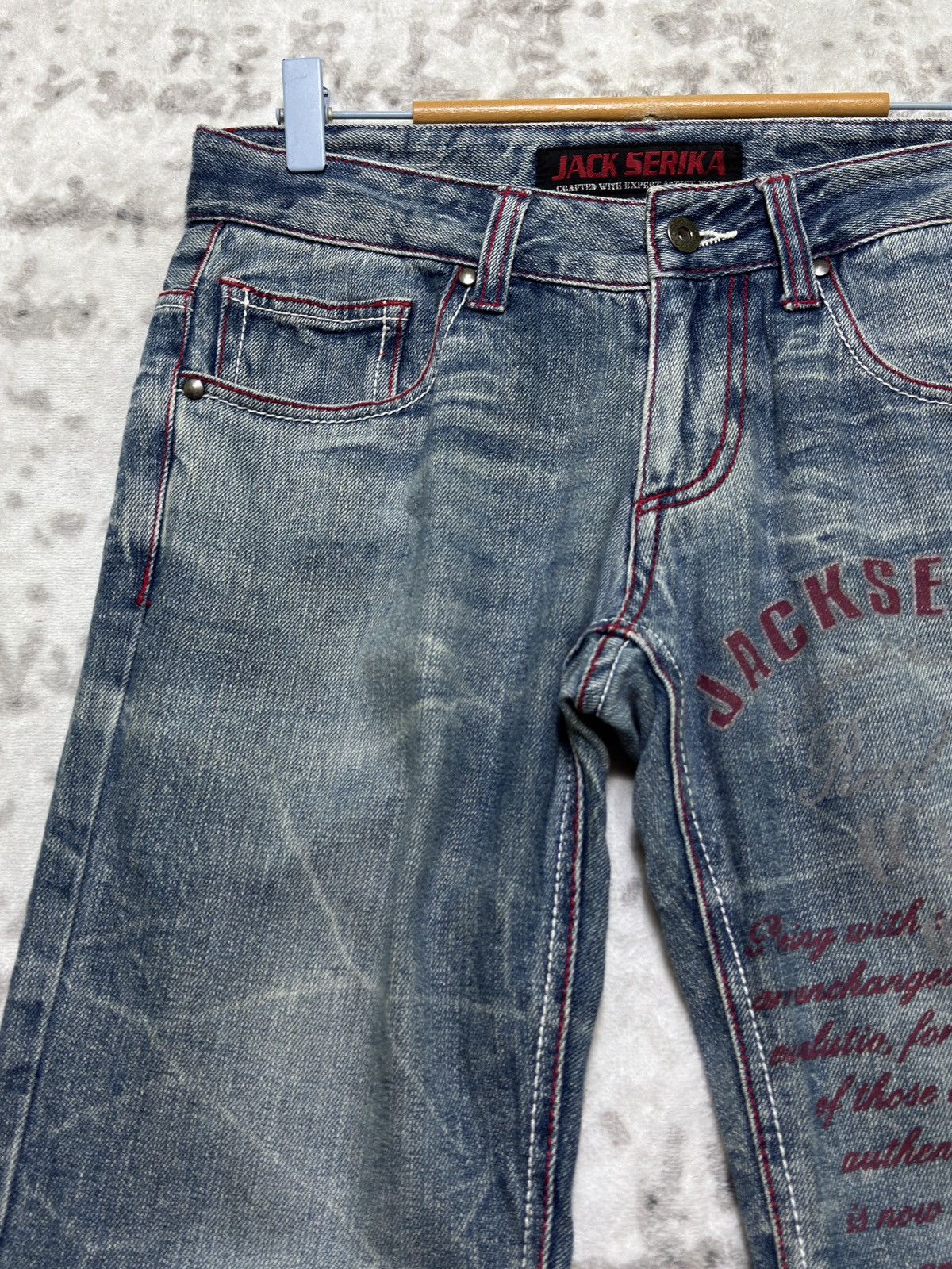 Hysteric Glamour Jack Serika Poem Print Denim Crack Wash Visual Kei Archive Size US 29 - 4 Thumbnail