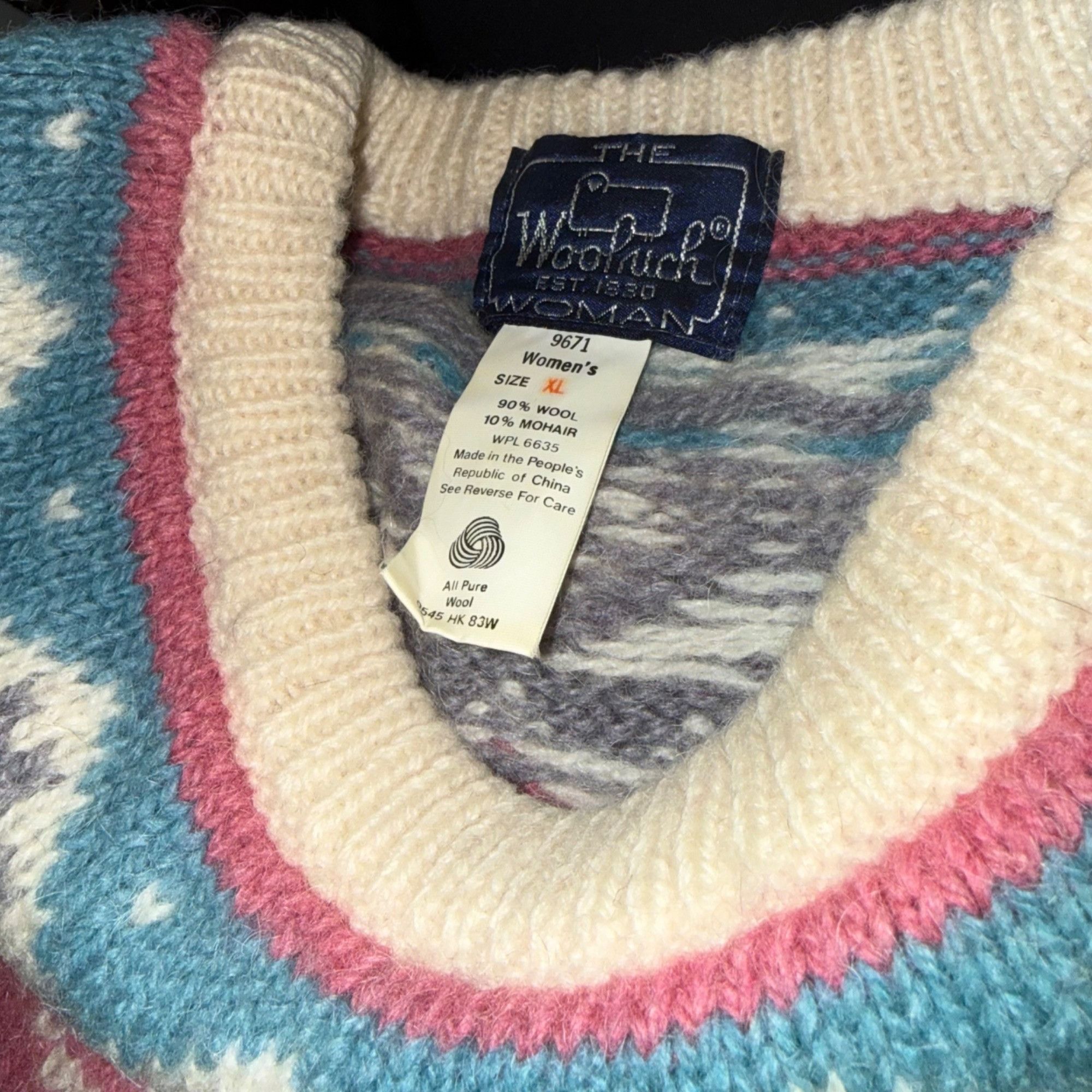 Woolrich Woolen Mills Vintage Woolrich Woman Knit Wool Sweater - Cream, Pink, Blue Size XL / US 12-14 / IT 48-50 - 4 Thumbnail