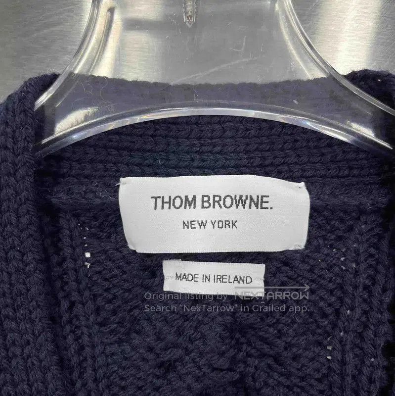 Thom Browne Thom Browne Navy Cable Knit Cardigan for Women 0089. Size M / US 6-8 / IT 42-44 - 3 Thumbnail