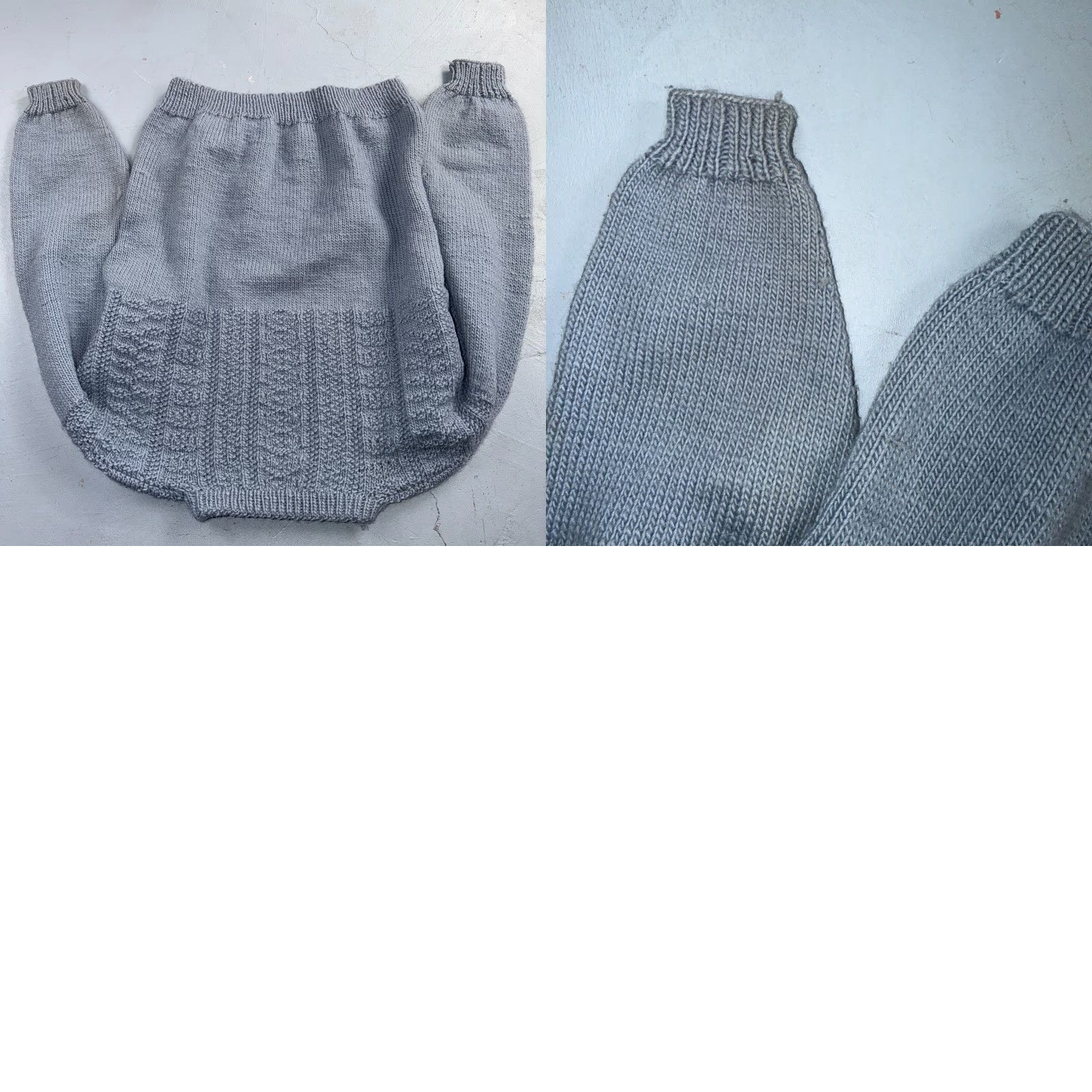 Vintage VTG Blue Knitted Isle Sweater Pullover Handmade Knit 60s 70s Grandma core Chic Size M / US 6-8 / IT 42-44 - 8 Thumbnail