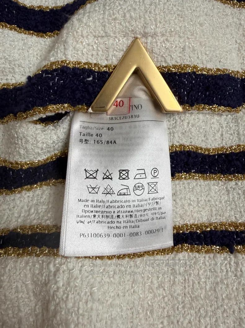 Valentino Valentino Blue and white striped gold women's coat Size L / US 10 / IT 46 - 5 Thumbnail