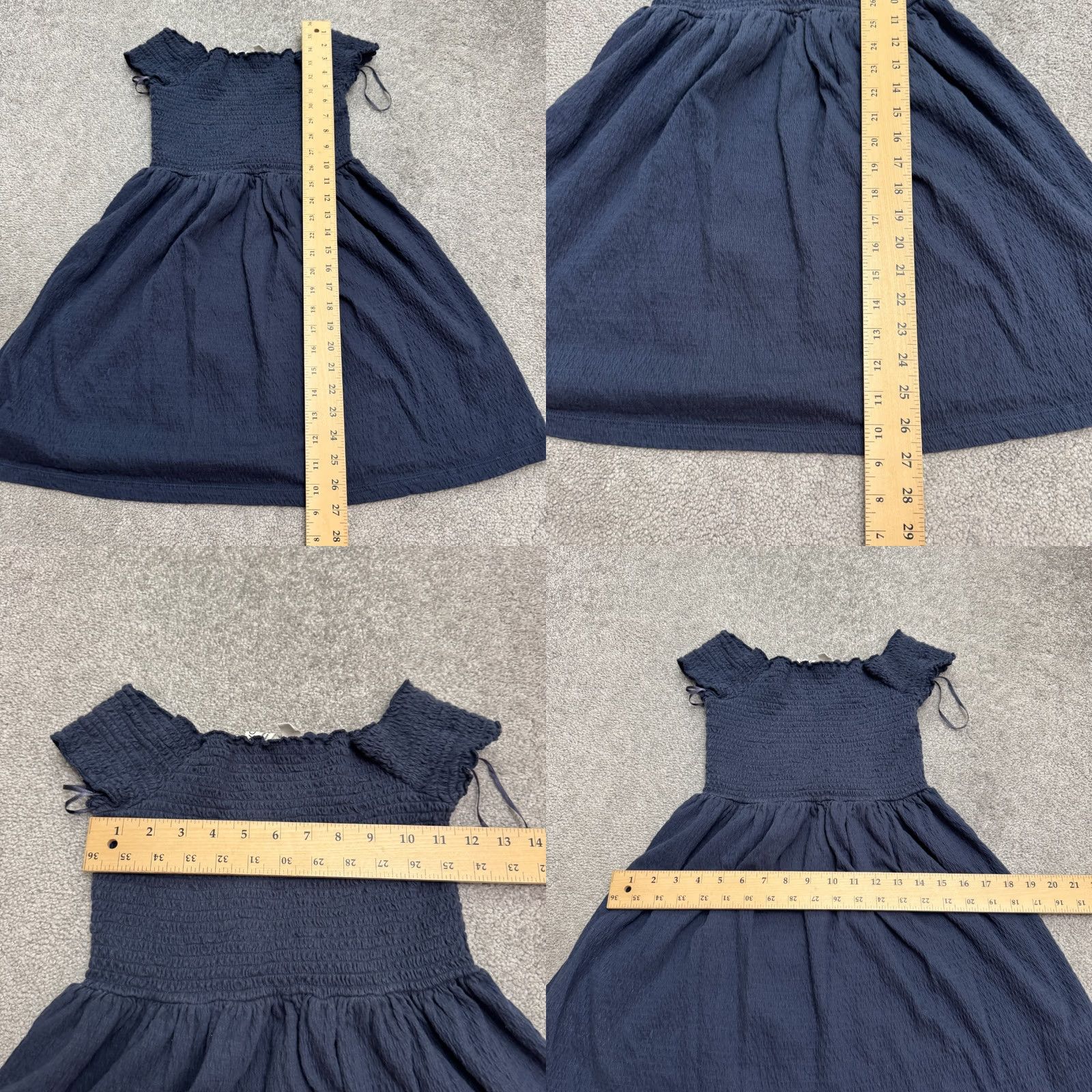 Vintage Roxy Off the Shoulder Smocked A-Line Mini Dress Womens XS Navy Blue Stretch Casual Size XS / US 0-2 / IT 36-38 - 8 Thumbnail