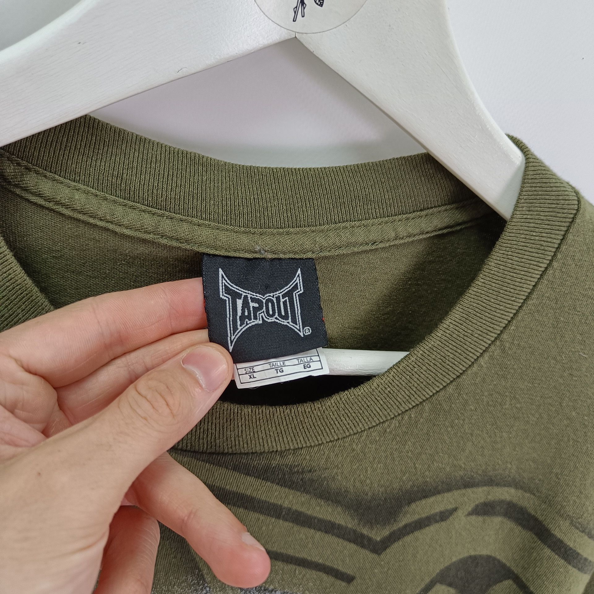 Tapout × Vintage Vintage 90s-00s TapOut olive mil oversized T-Shirt Size US XL / EU 56 / 4 - 4 Thumbnail