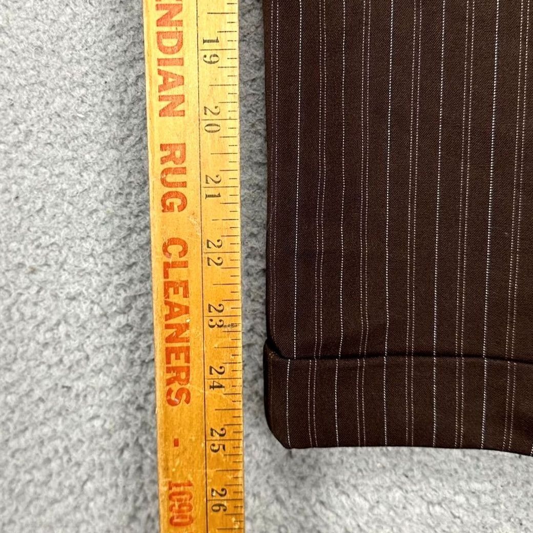 Vintage Max Studio Dress Pants Womens 8 Brown Pinstripe Capris Flat Front Stretch NEW Size 30" / US 8 / IT 44 - 6 Thumbnail