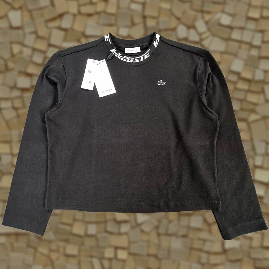 Lacoste Lacoste Logo Sweatshirt Womens Black 8 UK Relaxed Oversized Pullover 100% Cotton Crew Neck Long Sleeve Size M / US 6-8 / IT 42-44 - 1 Thumbnail