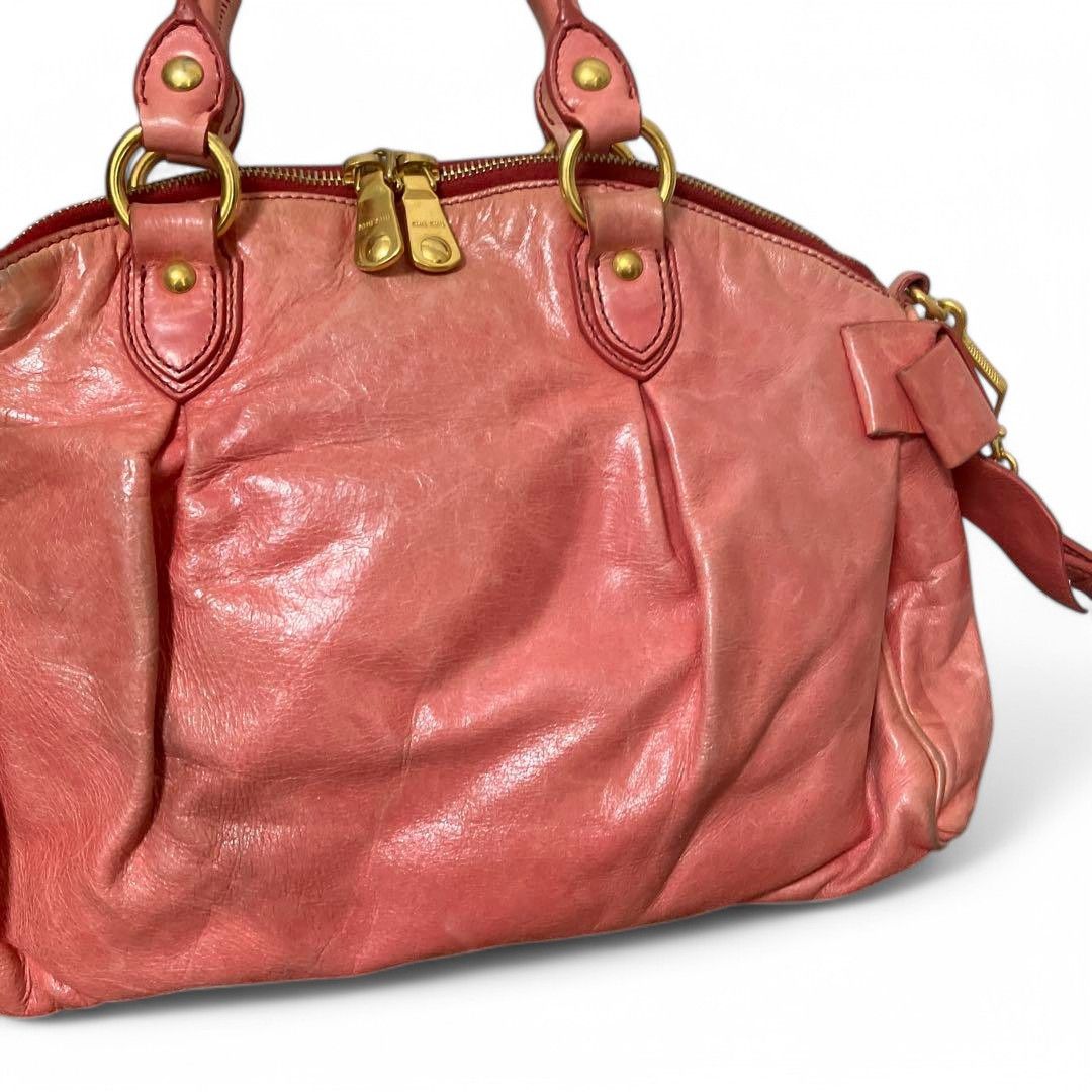 Miu Miu Miu Miu - Ribbon Vitello Rose Pink Handbag Leather Shoulder Size ONE SIZE - 6 Thumbnail