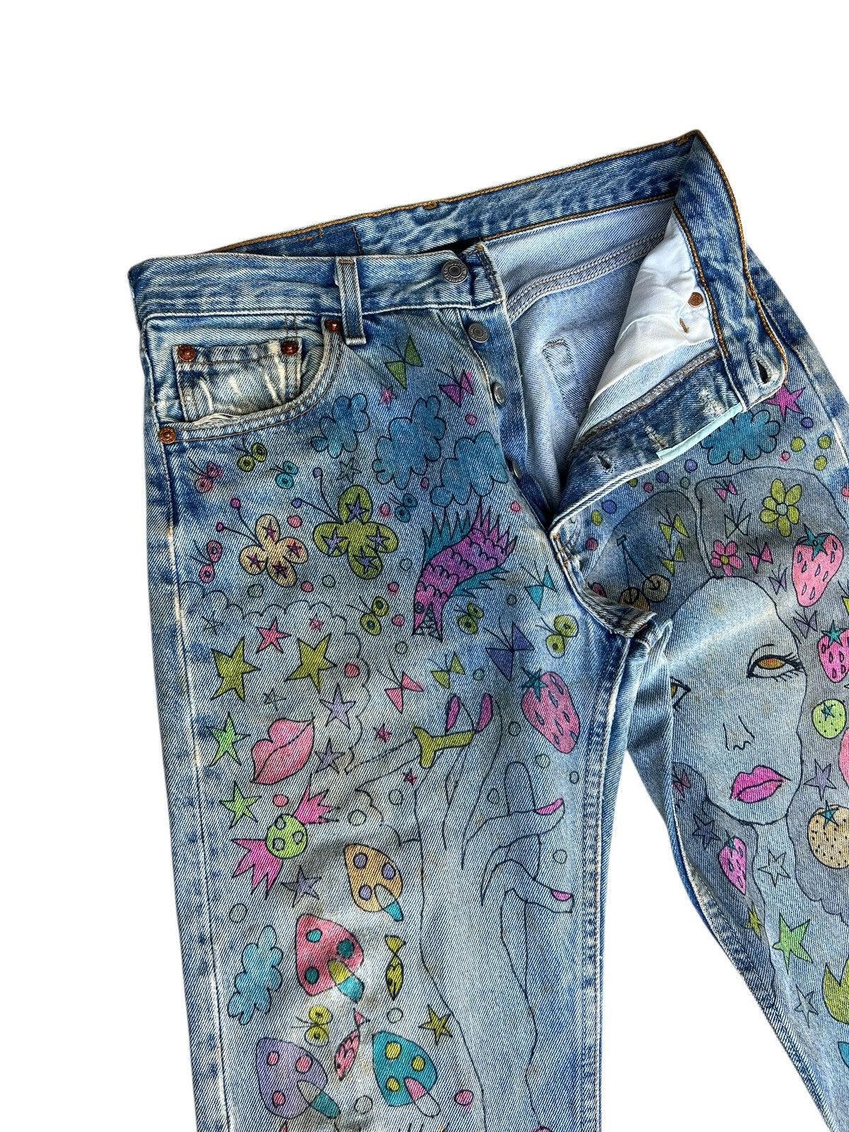Levi's Vintage 1996 Levi’s 501 X Aditi Art Dirty Denim Jeans Size US 29 - 8 Thumbnail