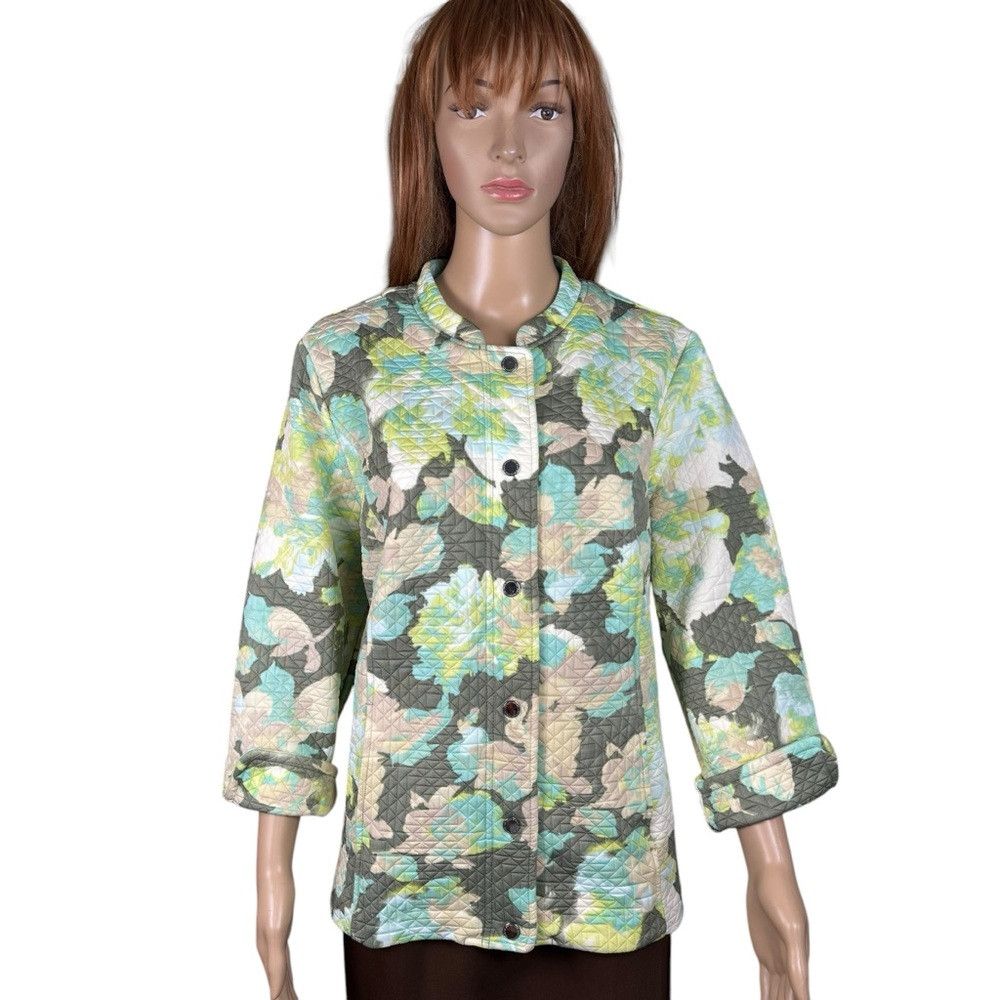 Isaac Mizrahi Isaac Mizrahi Live! Watercolor Floral Print Knit Jacket A30 Size XL / US 12-14 / IT 48-50 - 2 Thumbnail