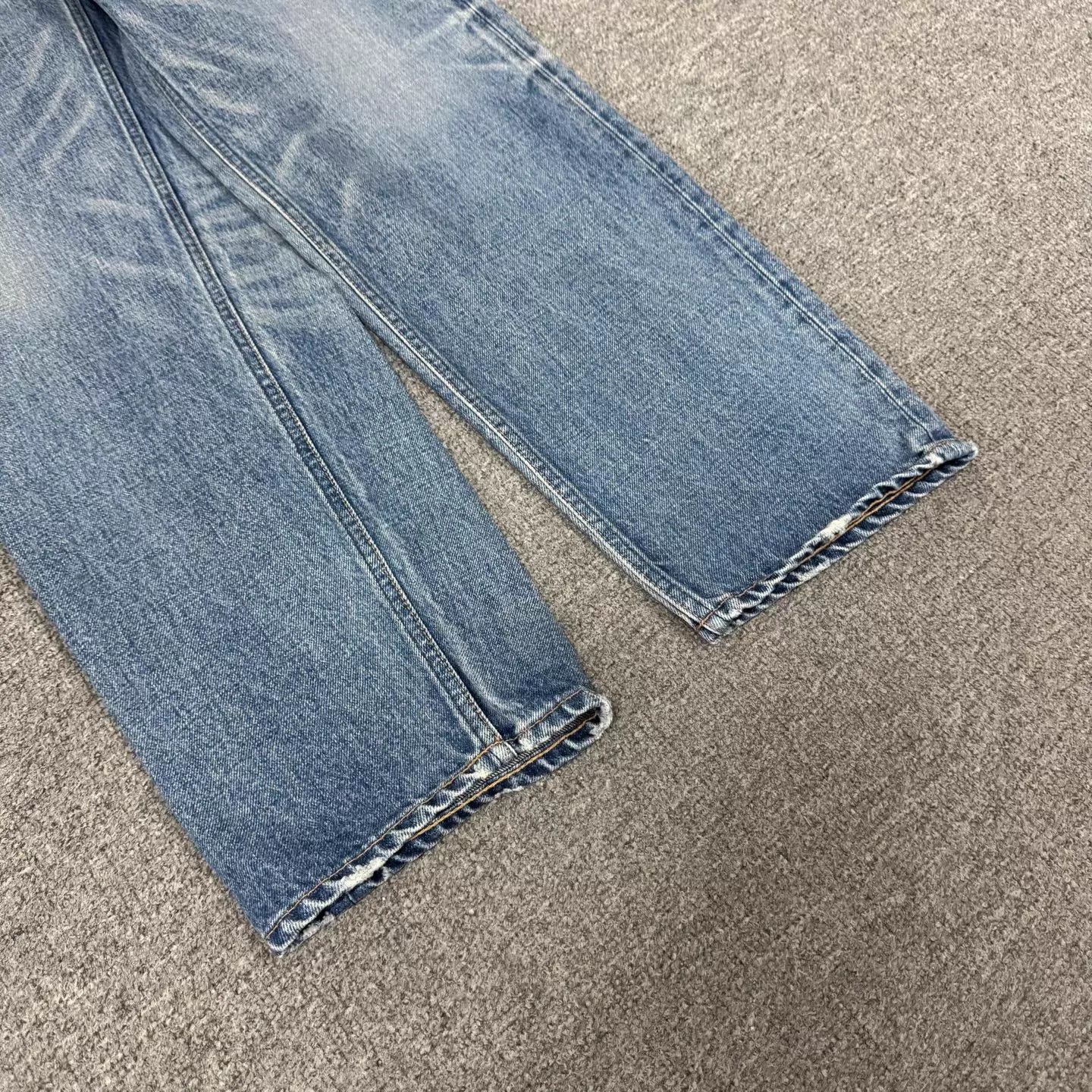 Celine Celine blue washed Triumph chain embroidered wide leg jeans Size 27" / US 4 / IT 40 - 4 Thumbnail