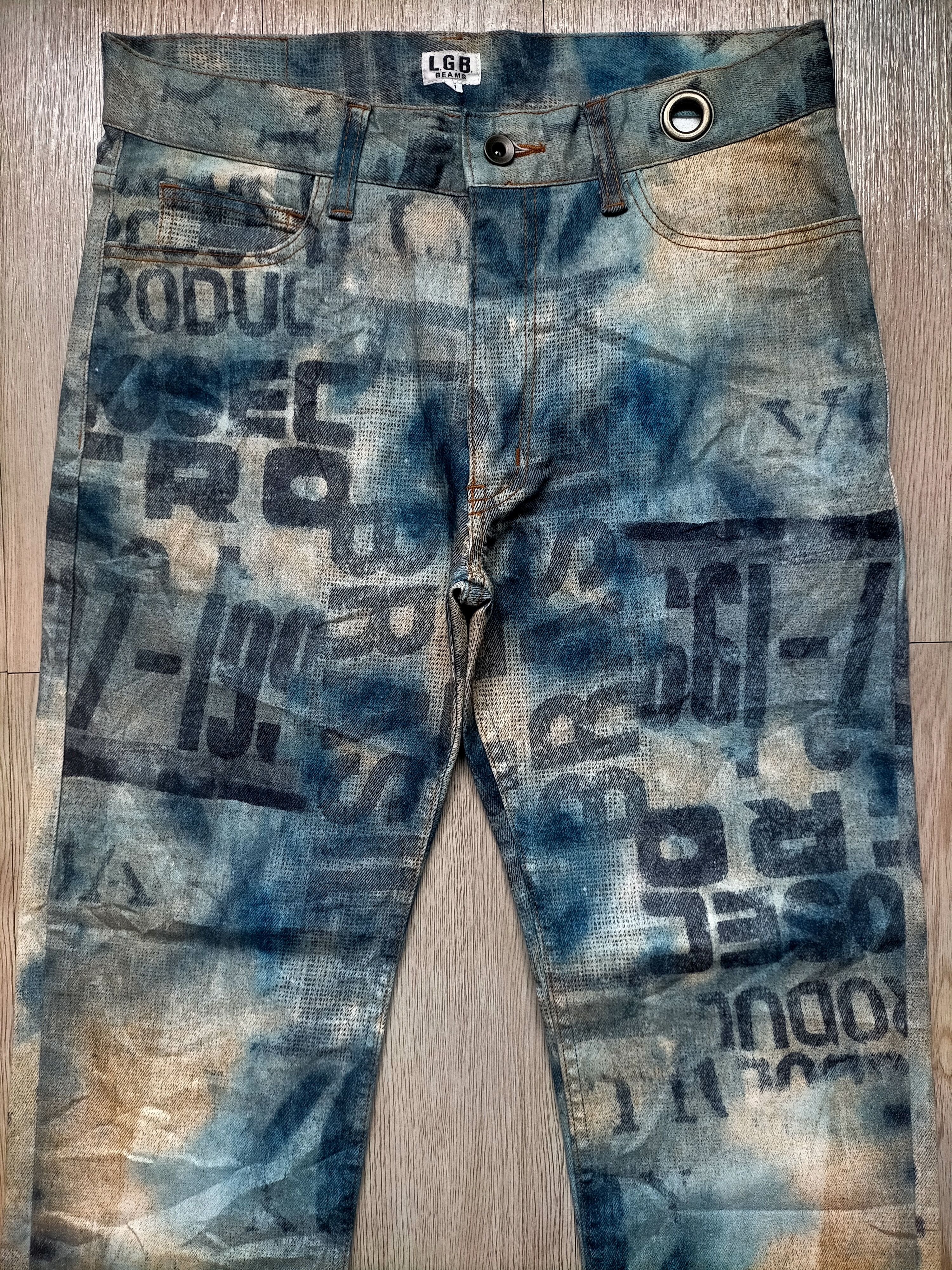 Le Grande Bleu (L.G.B.) ⚡Rare L.G.B x Beams Full Print denim pants Size US 30 / EU 46 - 6 Thumbnail