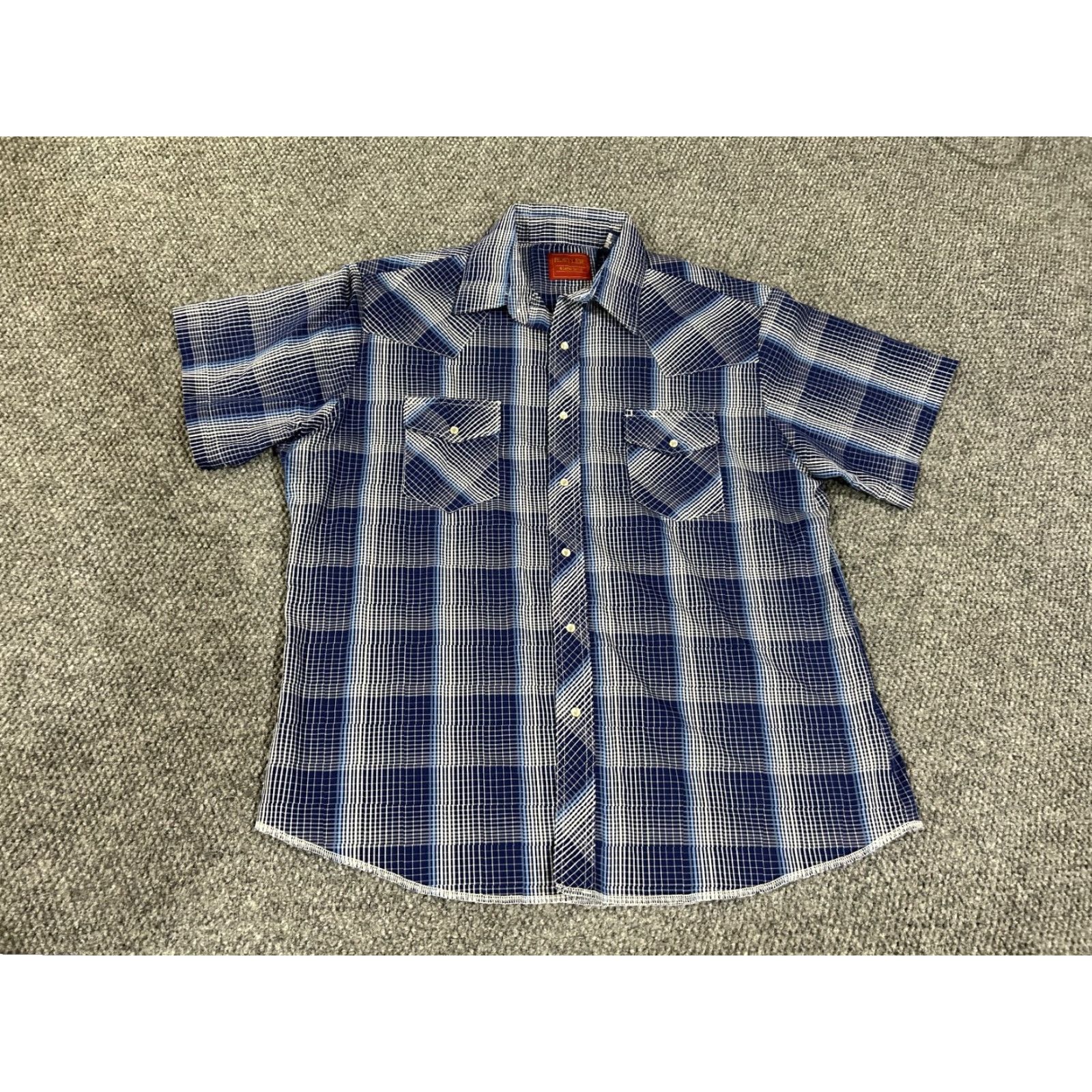 Vintage Rustlers shirt mens XL blue plaid long sleeve snap button casual western cowboy Size US XL / EU 56 / 4 - 2 Thumbnail