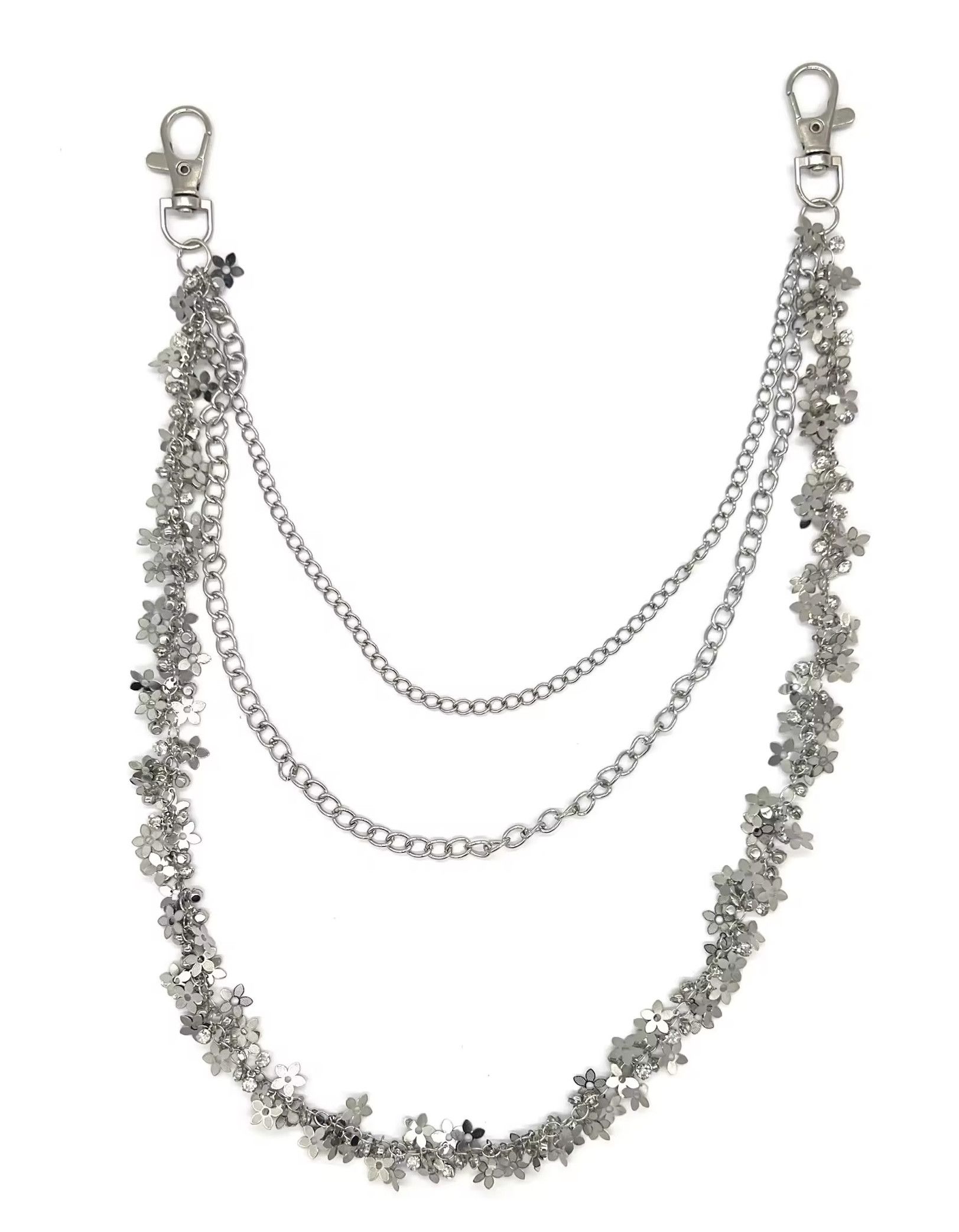 Other Silvery Floral leaf Three layers Metal Waist Pant Chain Size ONE SIZE - 2 Thumbnail