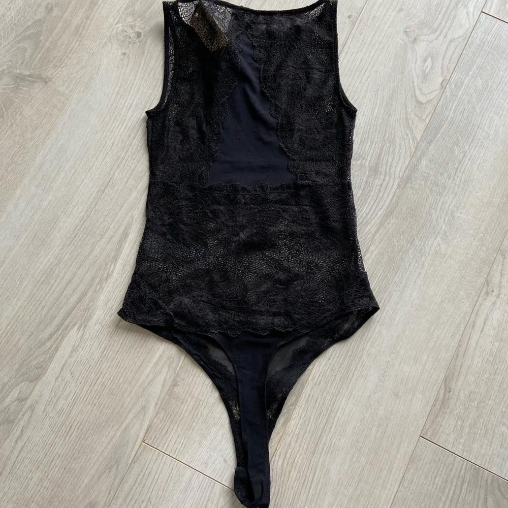 Designer Elegant Black Sheer Bodysuit - Chic Style for Any Occasion Size S / US 4 / IT 40 - 3 Thumbnail