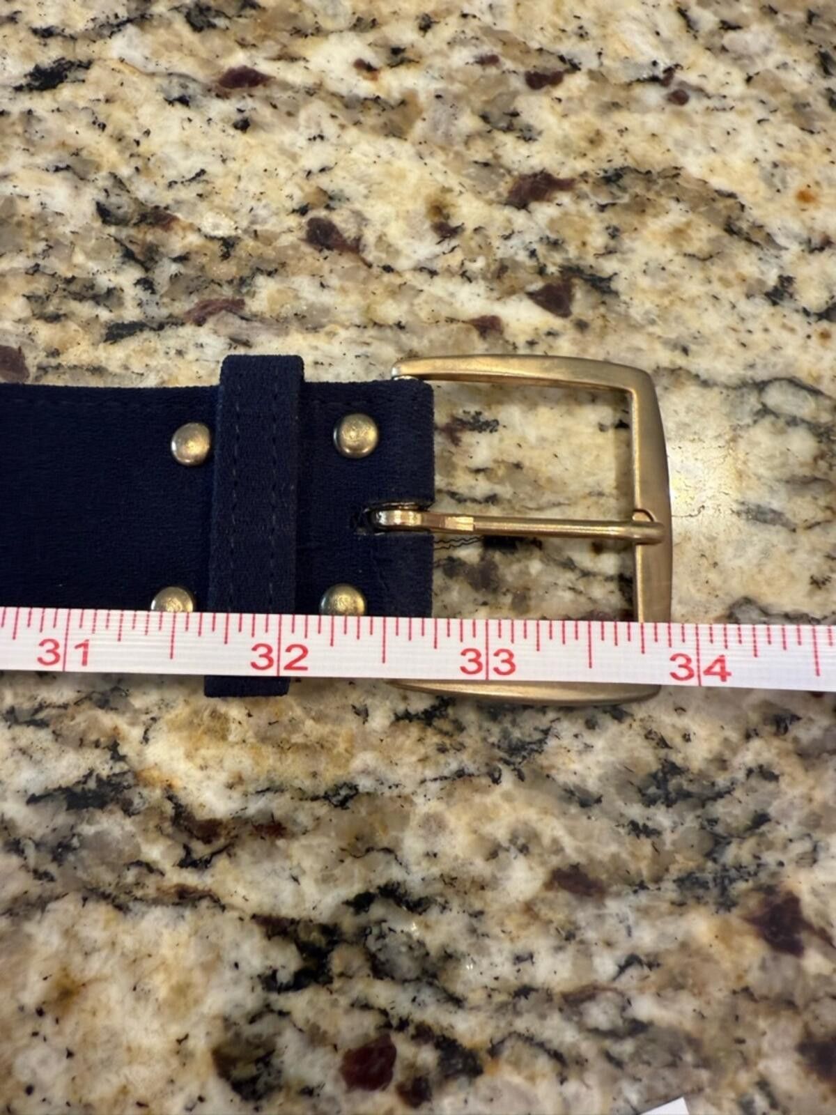 Other Blue faux suede leather belt with light gold buckle SZ 8 Size ONE SIZE - 8 Thumbnail