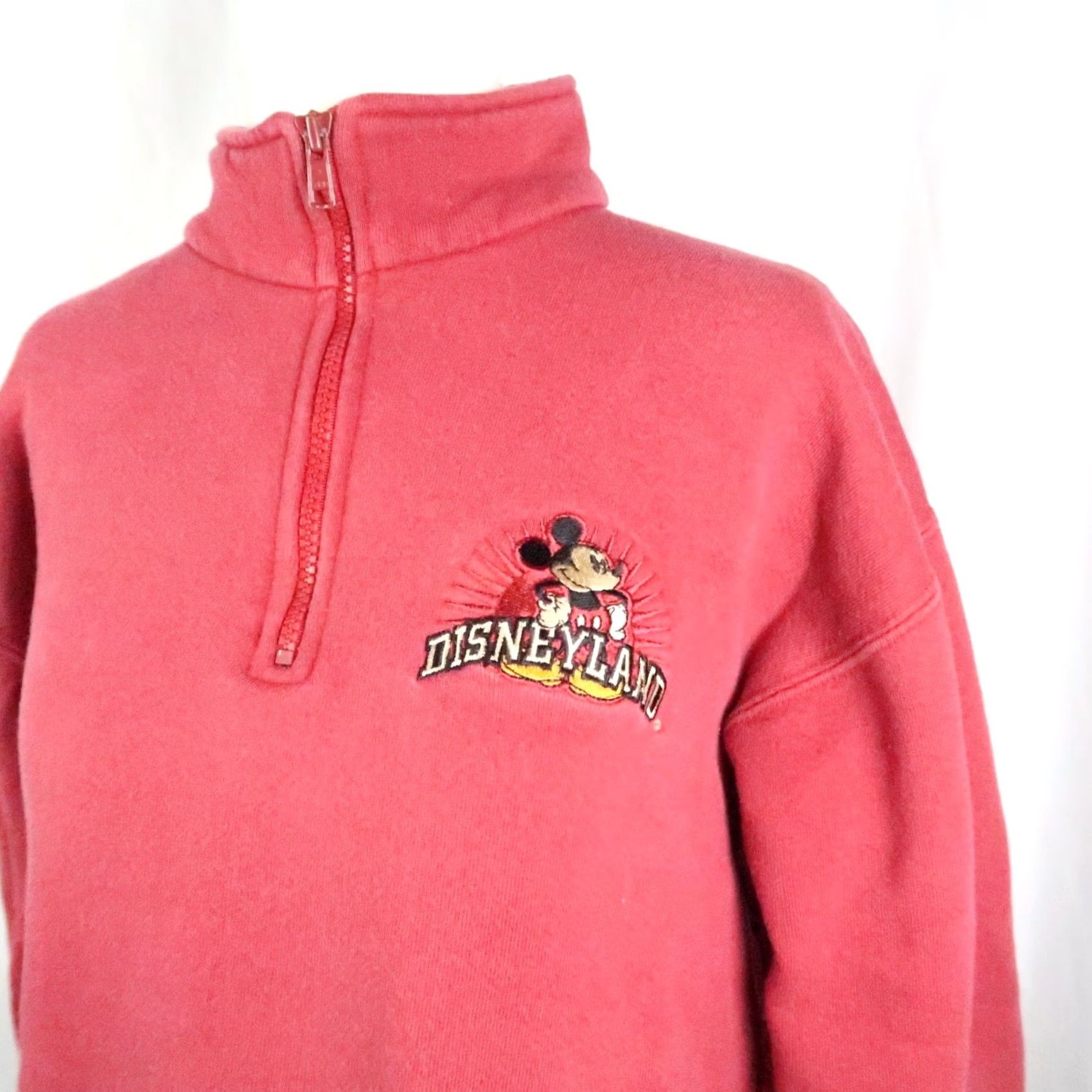 Disney VINTAGE Disneyland Mickey Mouse Red 1/4 Zip Sweatshirt S Women Size S / US 4 / IT 40 - 2 Thumbnail