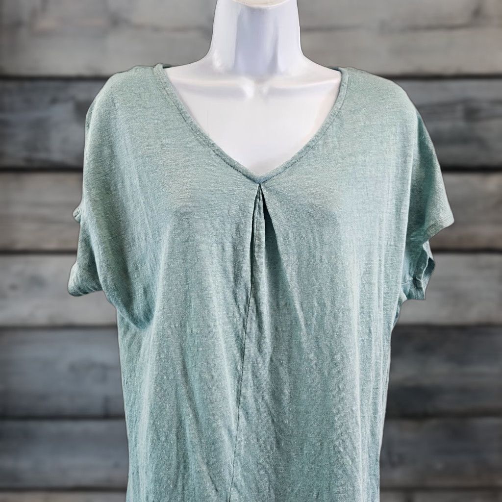 Vintage Sigrid Olsen Womens Linen Top Sz Medium Solid Green Short Sleeve Shirt M Green Basic Womens Size M / US 6-8 / IT 42-44 - 1 Thumbnail