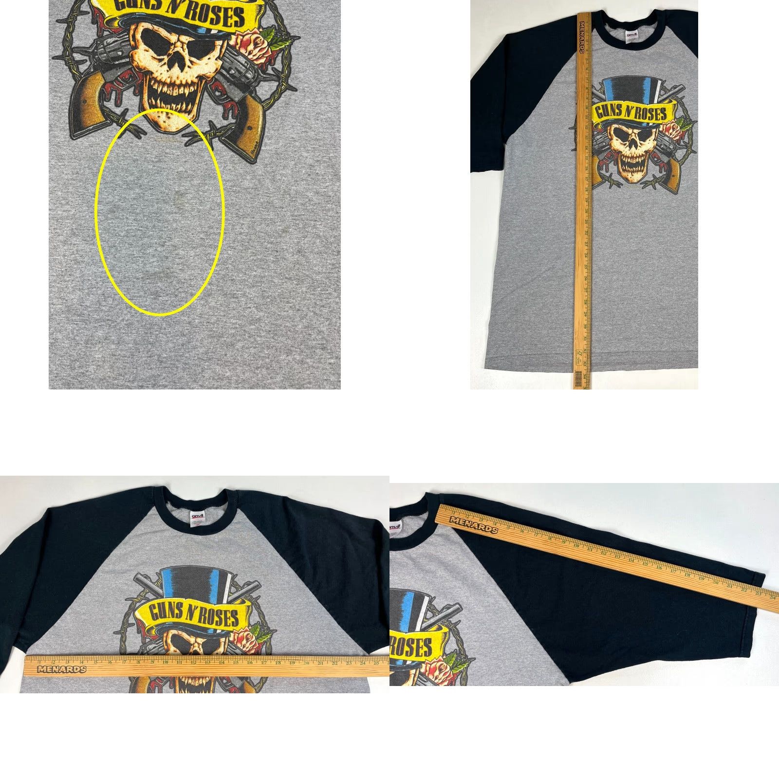Anvil VINTAGE Guns N' Roses Get in the Ring Tour 1991-1992 Anvil Sz 2X Baseball Tee Shirt Men 2X Gray and Black 90s Band Music T-Shirt Size ONE SIZE - 8 Thumbnail