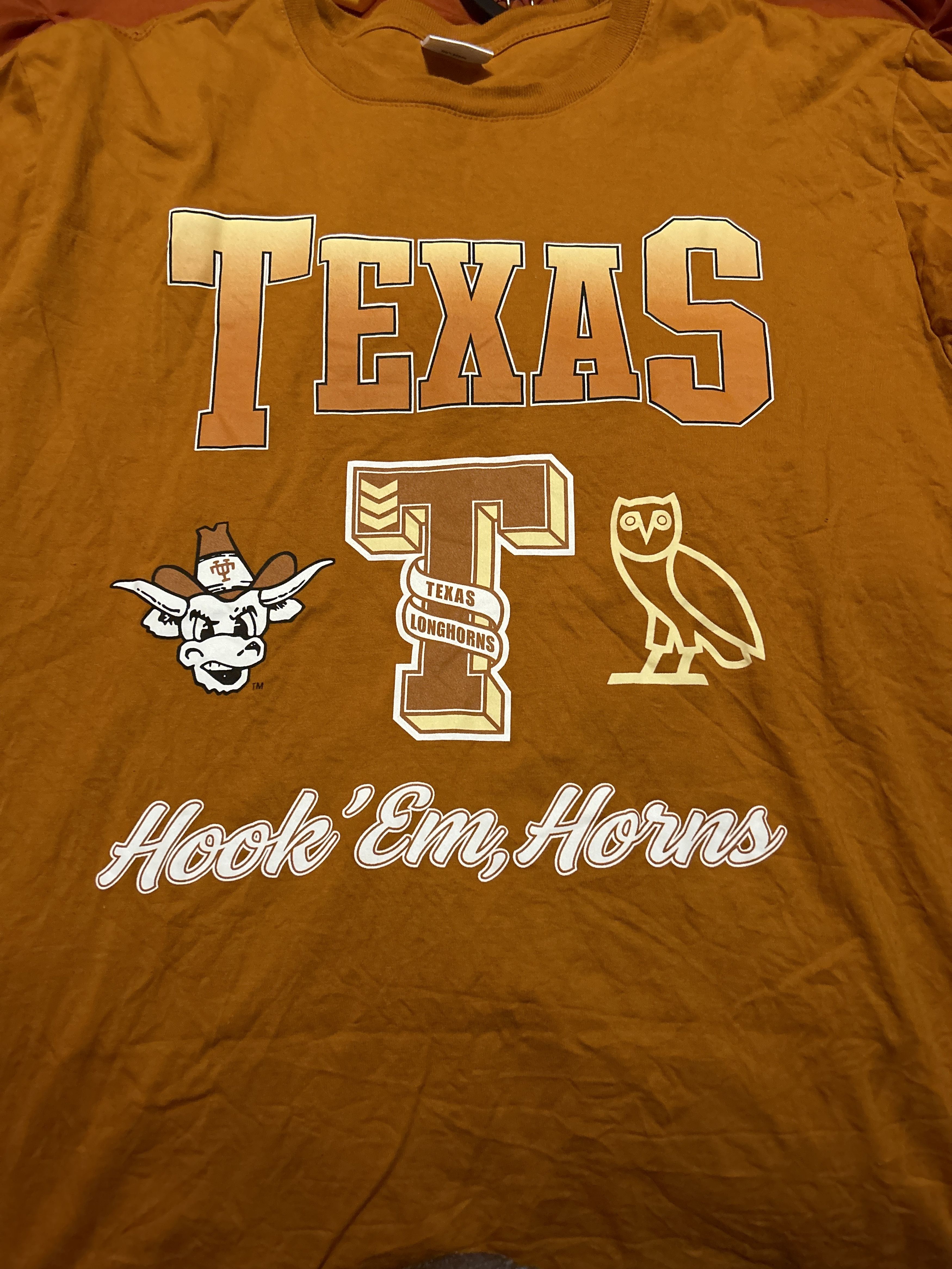 image of Ovo X NCAA Texas Longhorns T-Shirt - Texas Orange in Burnt Orange, Men's (Size Medium)
