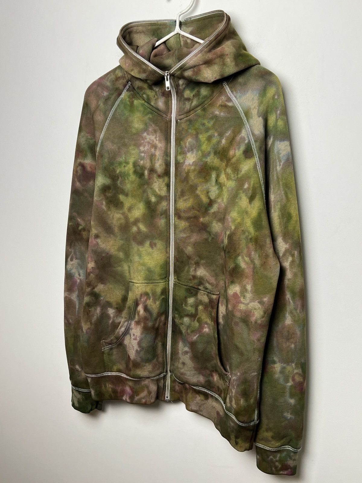 acne y2k full zip gimp camo tie dye solid hoodie
