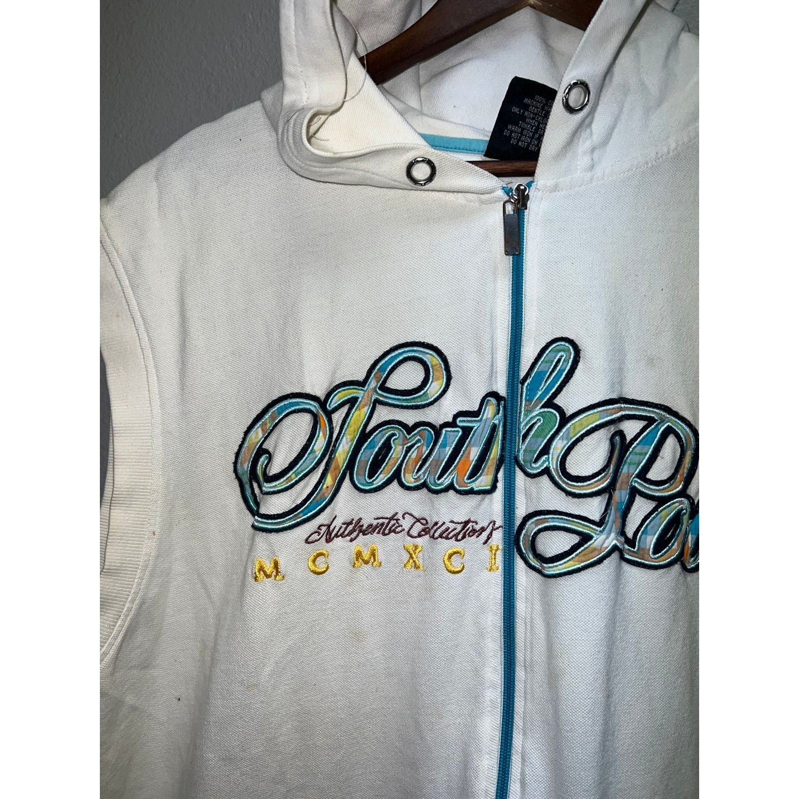 Vintage Y2K Southpole Sleeveless Hoodie Workout Full Zip White XL Size US XL / EU 56 / 4 - 2 Thumbnail
