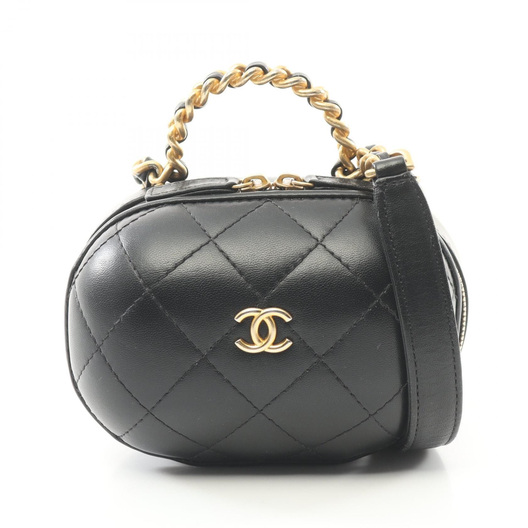 Chanel Chanel Matelasse Lambskin 2Way Bag Leather Shoulder Bag As3066 in Black, Women's