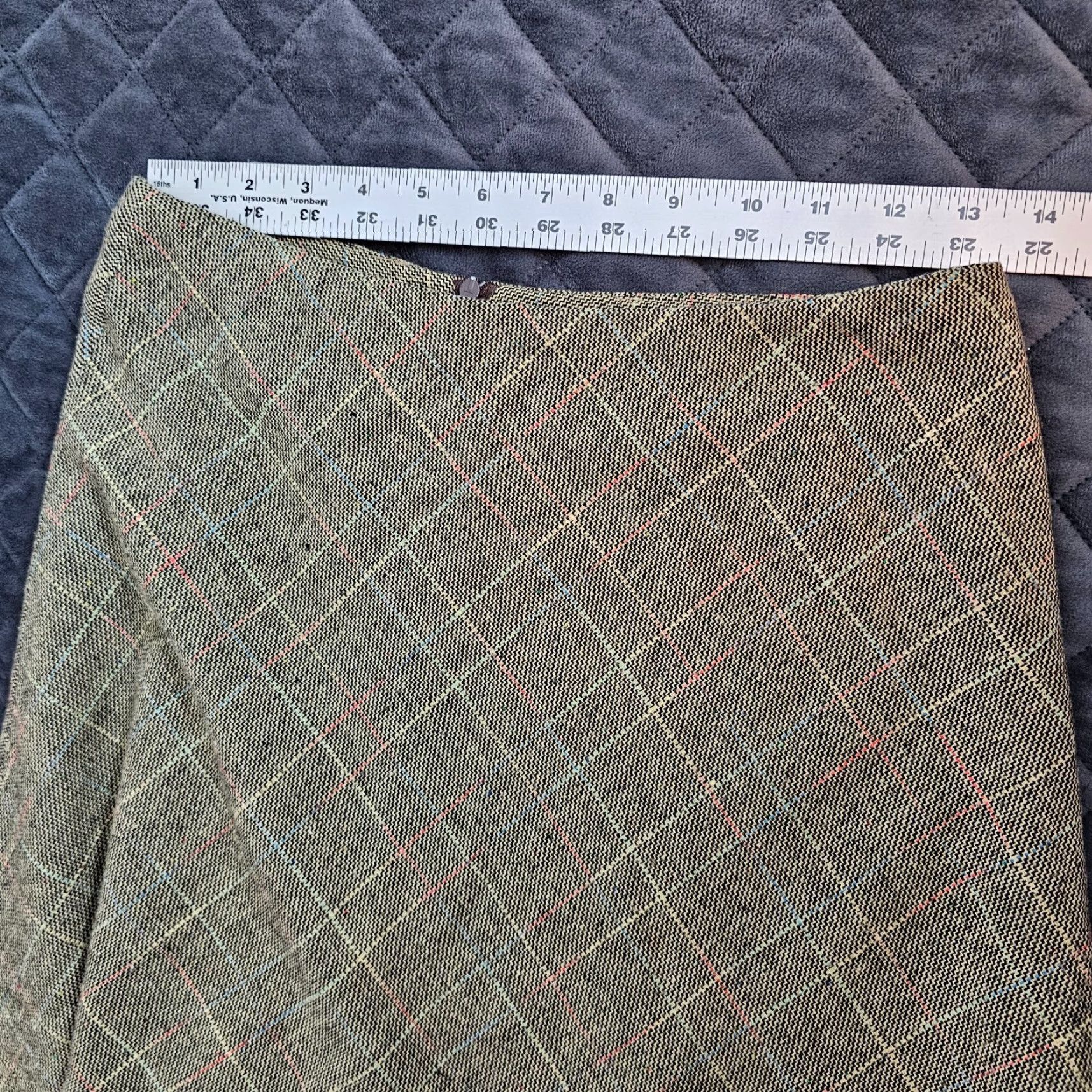Vintage VINTAGE Suzy Shier Wool Skirt Green Diamond Pattern A-Line Lined Zipper Knee Length 0 Womens Size 25" / US 0 / IT 36 - 4 Thumbnail