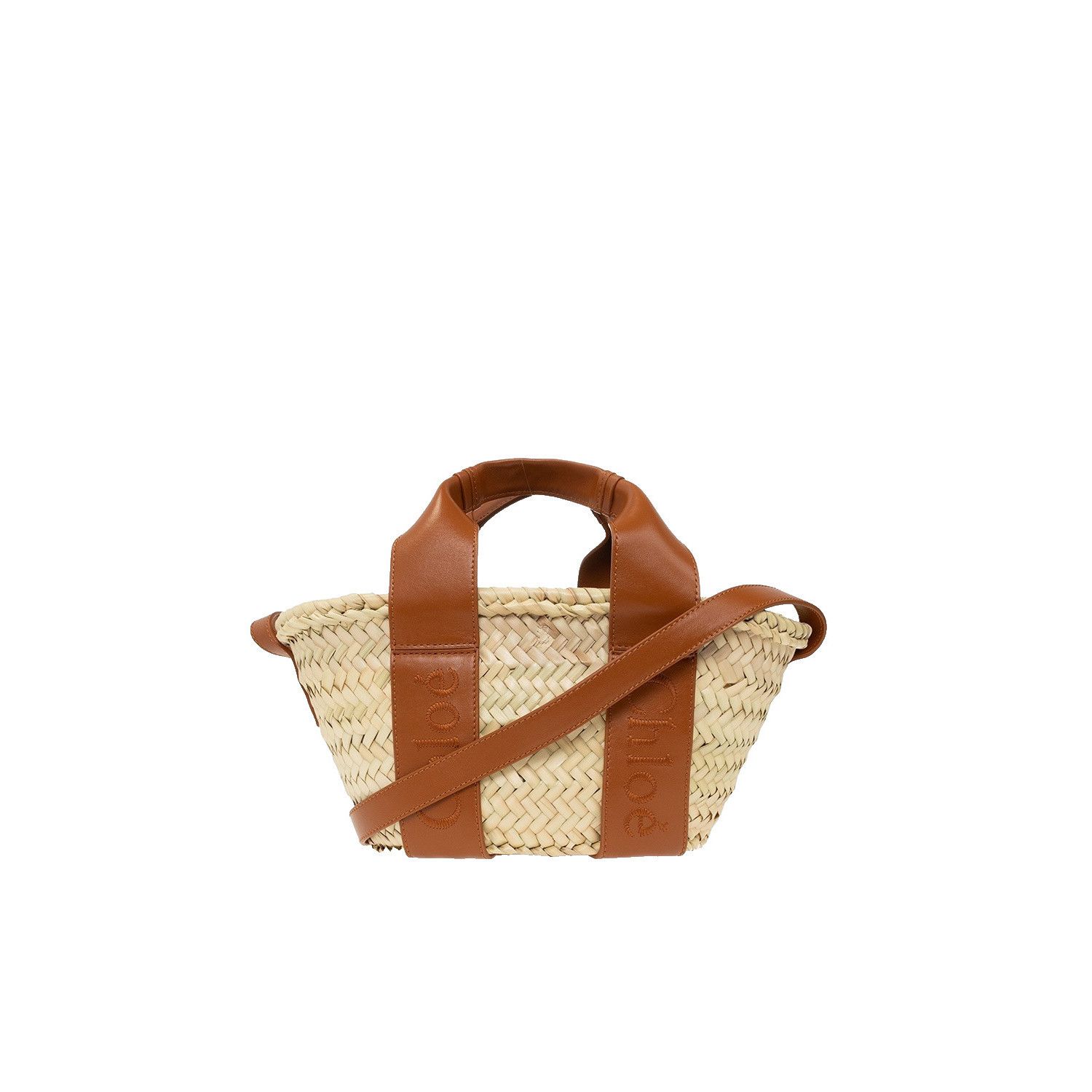 Chloe Chloe Small Sense Caramel Raffia Effect Palm Basket Handbag Size ONE SIZE - 1 Thumbnail