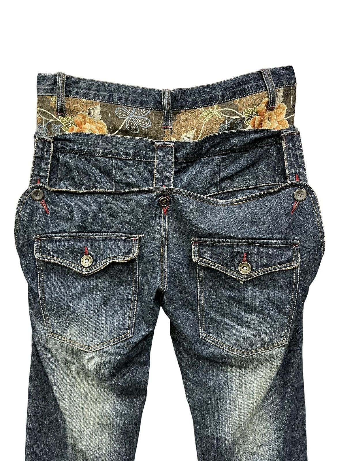 Pure Blue Japan Ultra Rare Gumu Grunge Mudwash Karakuri Sukajan Denim XL Size US 31 - 10 Thumbnail