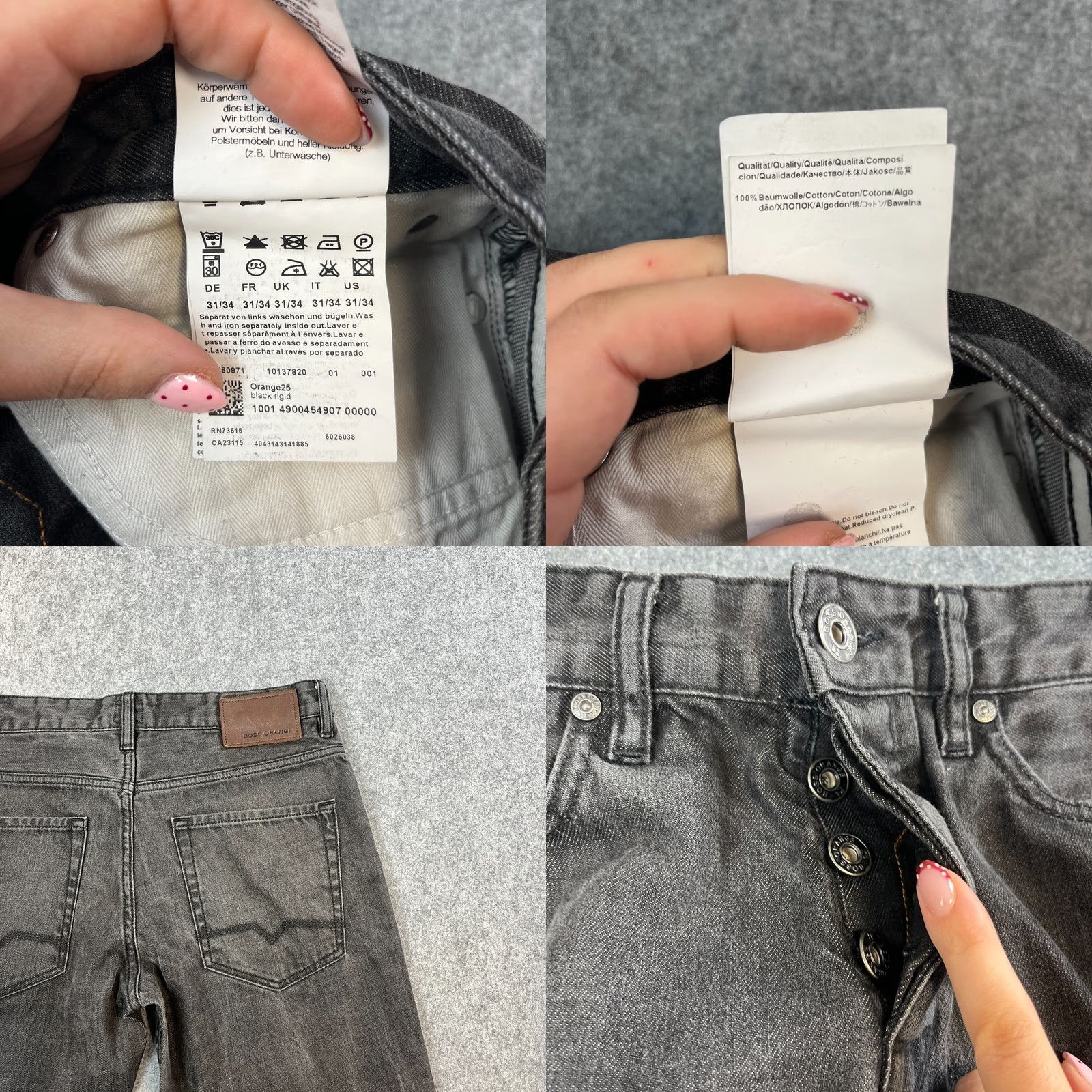 Hugo Boss HUGO BOSS Jeans Regular Straight 31 Dark Grey 100% Cotton Men Jeans Size US 31 - 8 Thumbnail