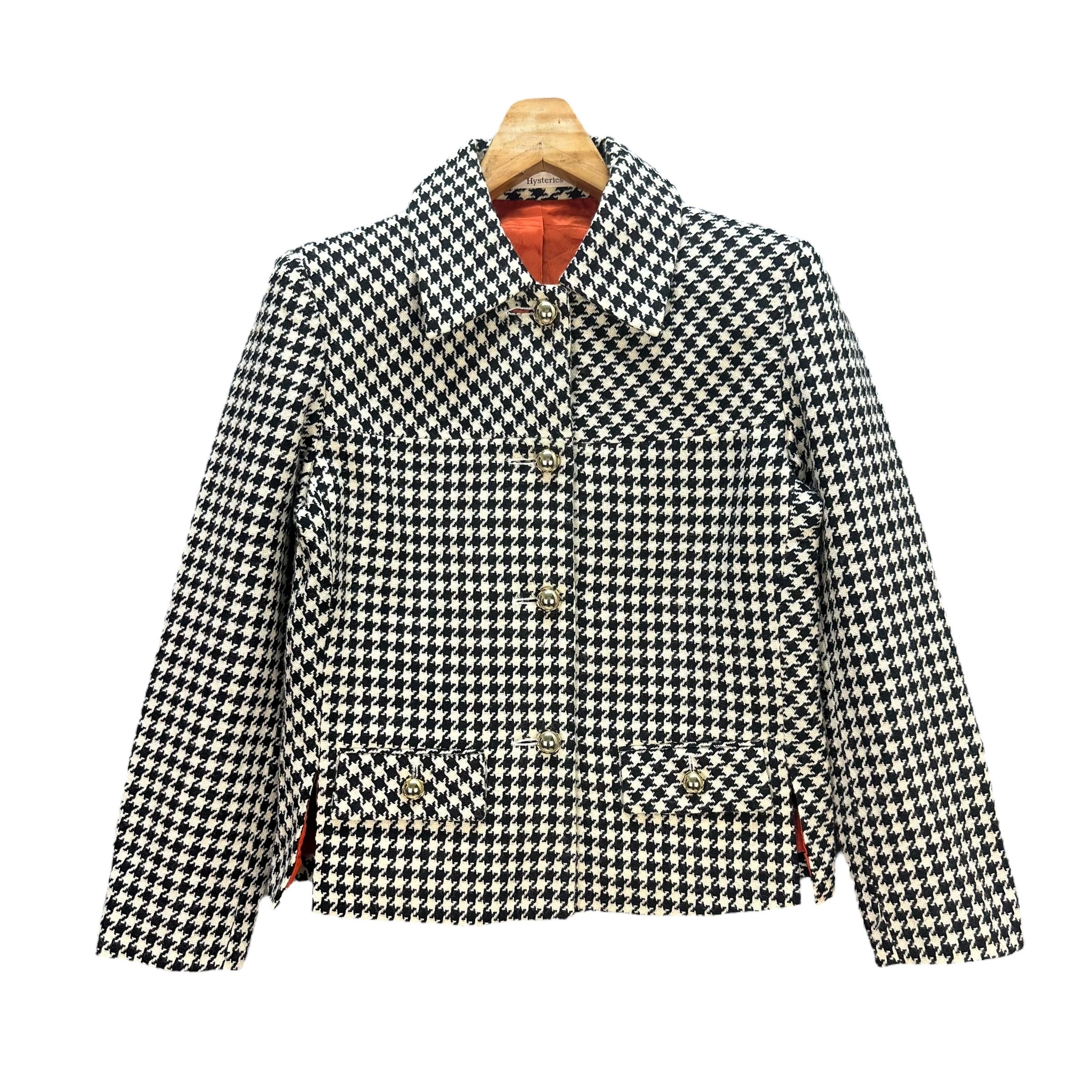 Hysteric Glamour Hysteric Houndstooth Logo Belted Wool Jacket #A27-0624 Size S / US 4 / IT 40 - 1 Thumbnail