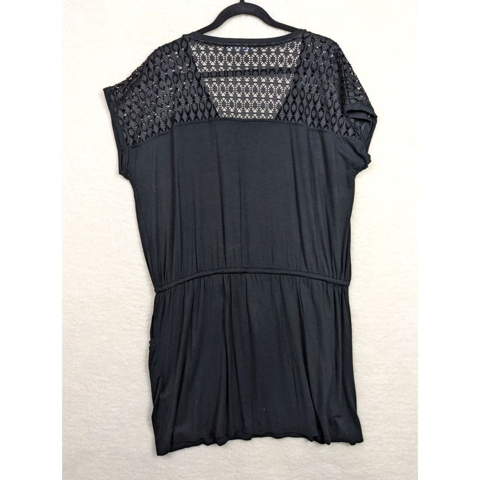 Calvin Klein Calvin Klein Women's Black crochet shoulder drawstrings waist mini dress L Size L / US 10 / IT 46 - 7 Thumbnail