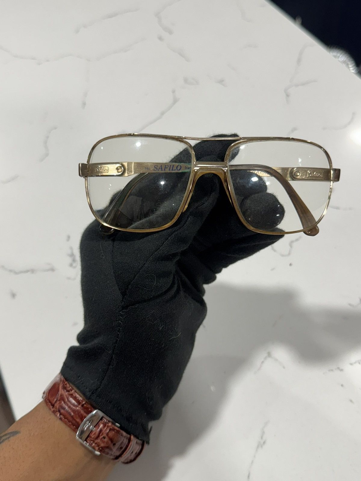 Safilo RARE Vintage AVIATORS by Safilo Elasta 3009 EYEGLASSES FRAME Size ONE SIZE - 4 Thumbnail