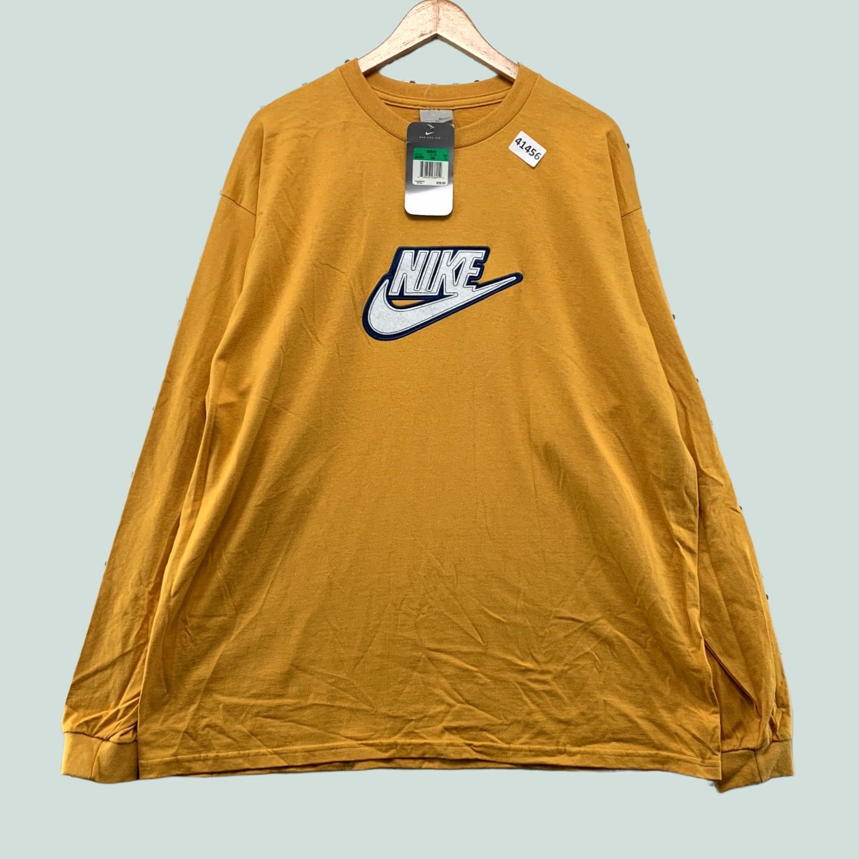 Nike VINTAGE Nike Shirt Mens XL Yellow Long Sleeve Embroidered SpellOut NEW Size US XL / EU 56 / 4 - 1 Thumbnail