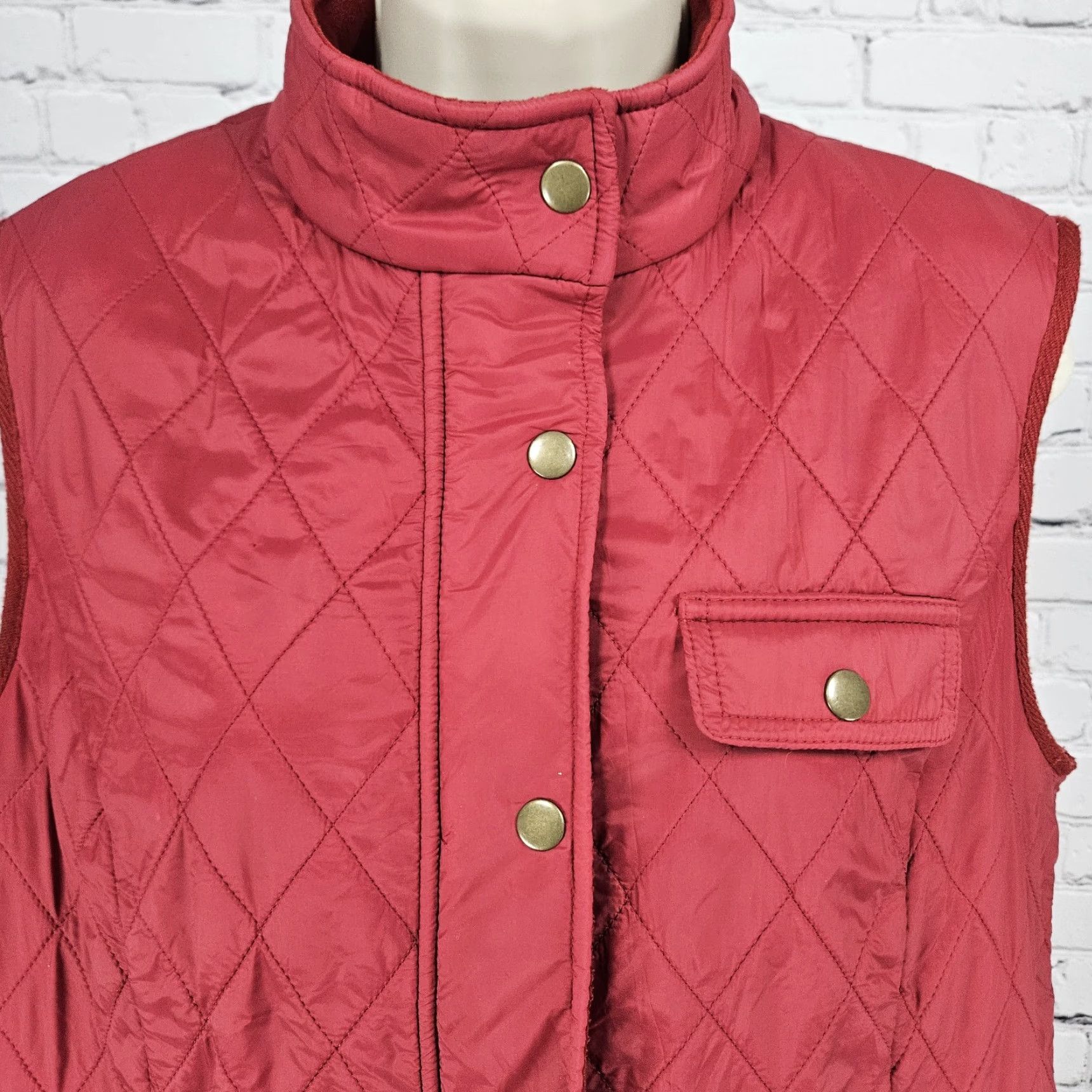 Talbots Talbots Jacket Women Vest Quilted Fleece Lined Full Zip Snap Gilet Short Sleeveless L Red Large Size L / US 10 / IT 46 - 7 Thumbnail