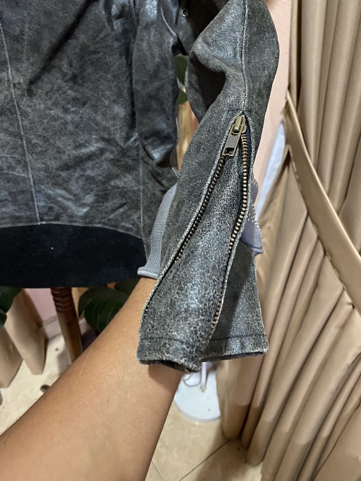Boycott Vintage BOYCOTT Distressed Gray Leather Jacket Minimalist Size US M / EU 48-50 / 2 - 13 Thumbnail